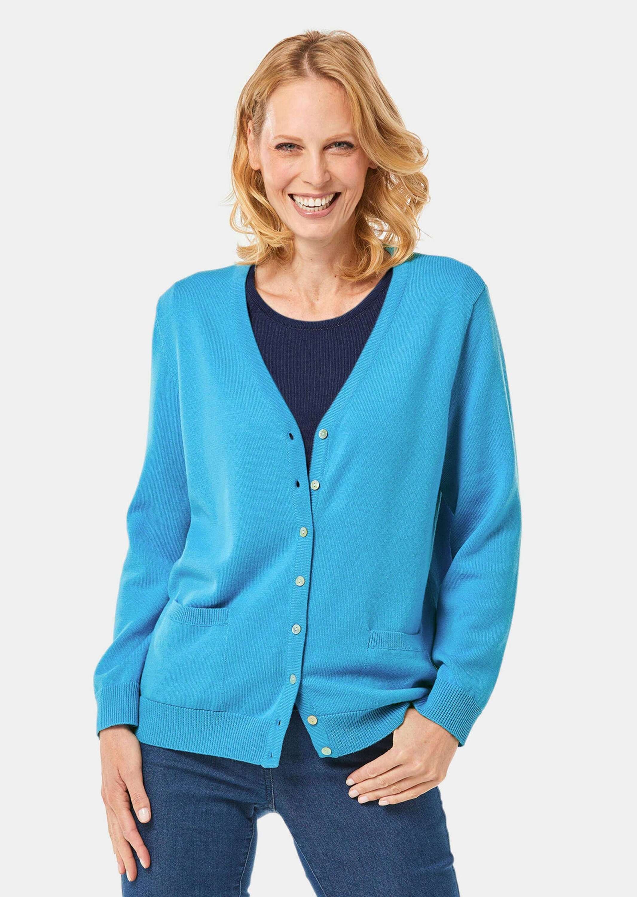 GOLDNER Strickjacke »Uni Merino-Cardigan Langarm« Reine Merinowolle