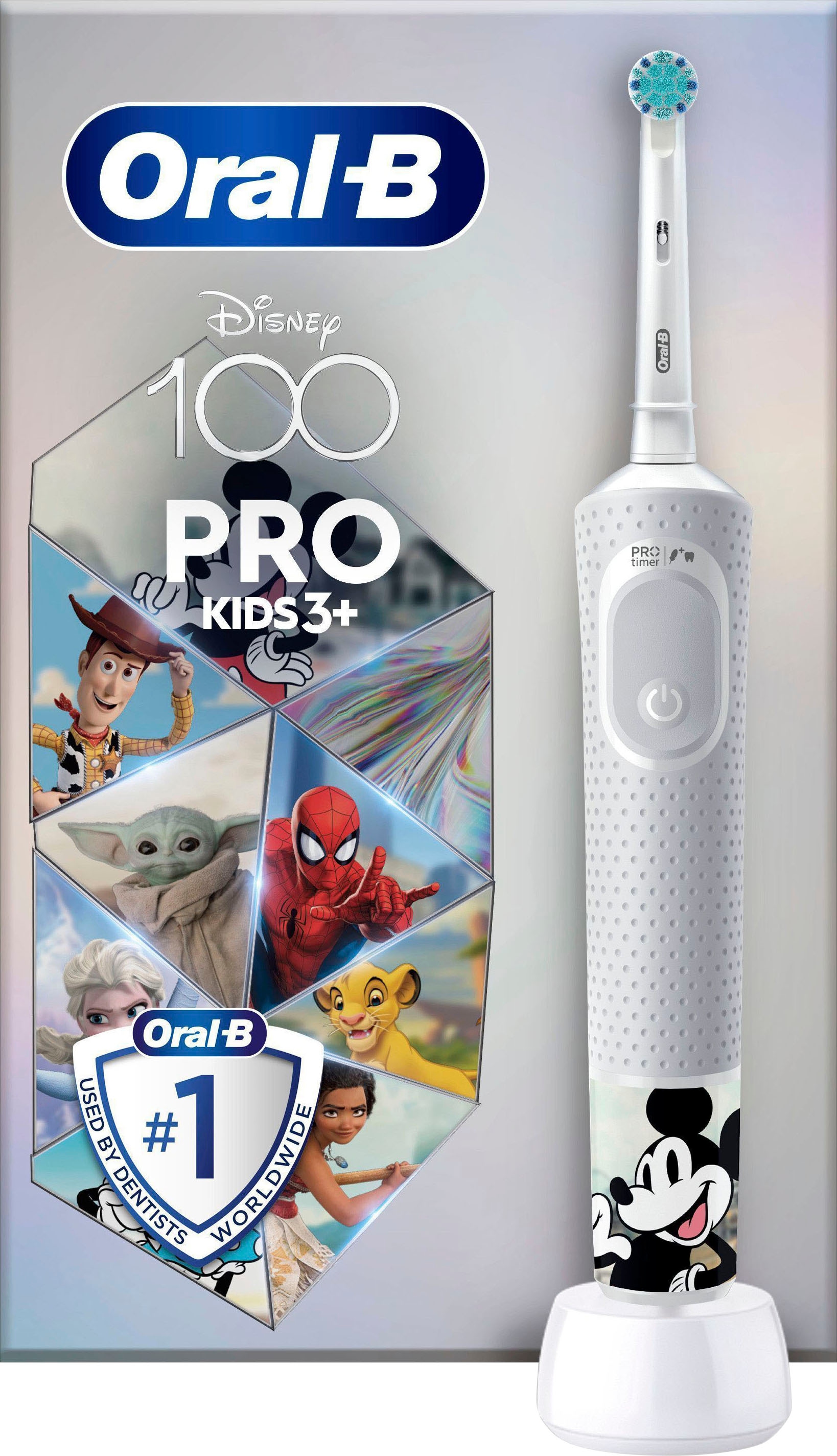 Oral-B Elektrische Zahnbürste »Pro Kids für Jahren ab Kinder Garantie Aufsteckbürsten, St. Jahren mit 3 3 1 100«, Disney XXL