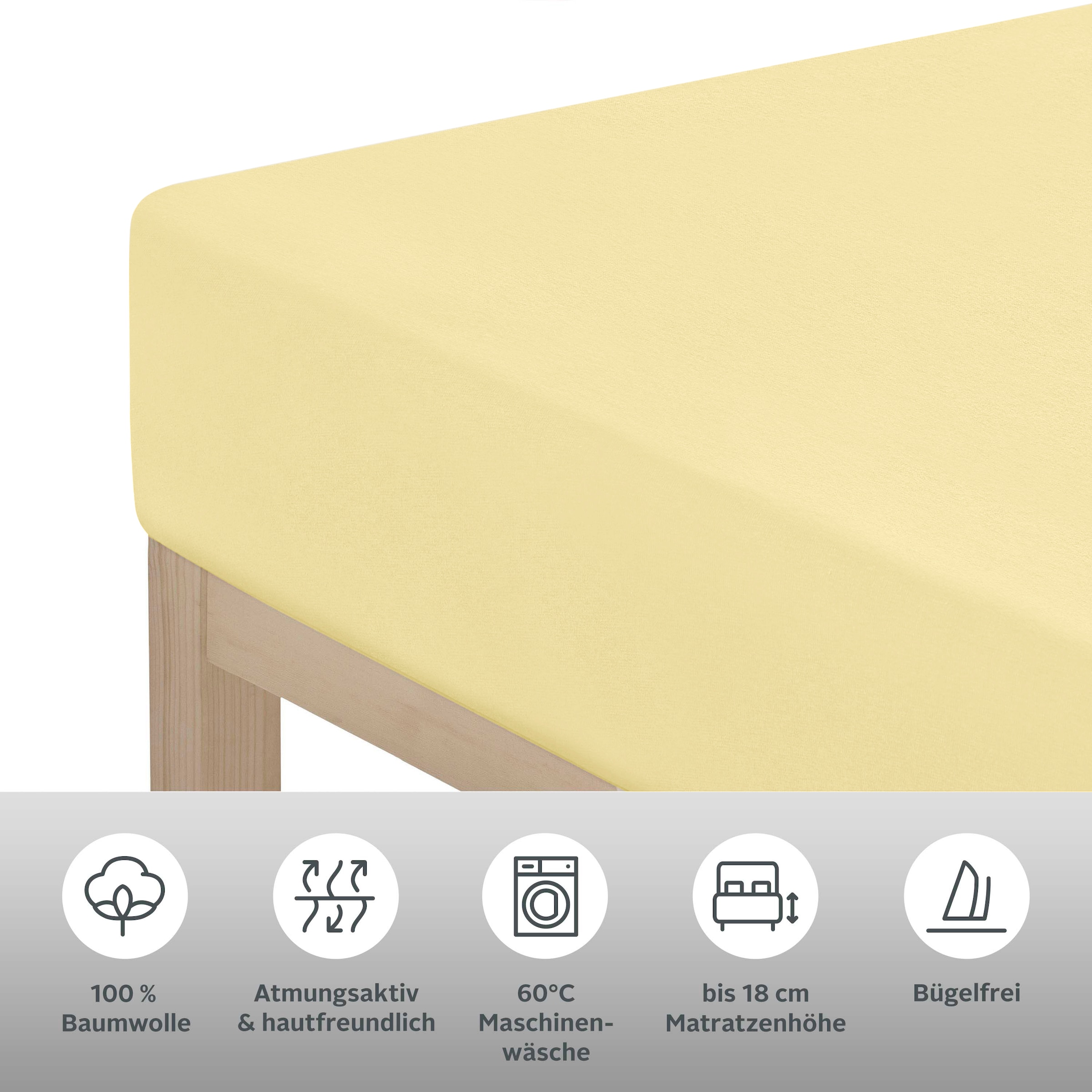 OTTO home Spannbettlaken »PHYSALIS Comfort 100% Baumwolle, 150 g/m²« Bettlaken bis 20 cm Matratzenhöhe, weich, bügelfrei, optimaler Sitz