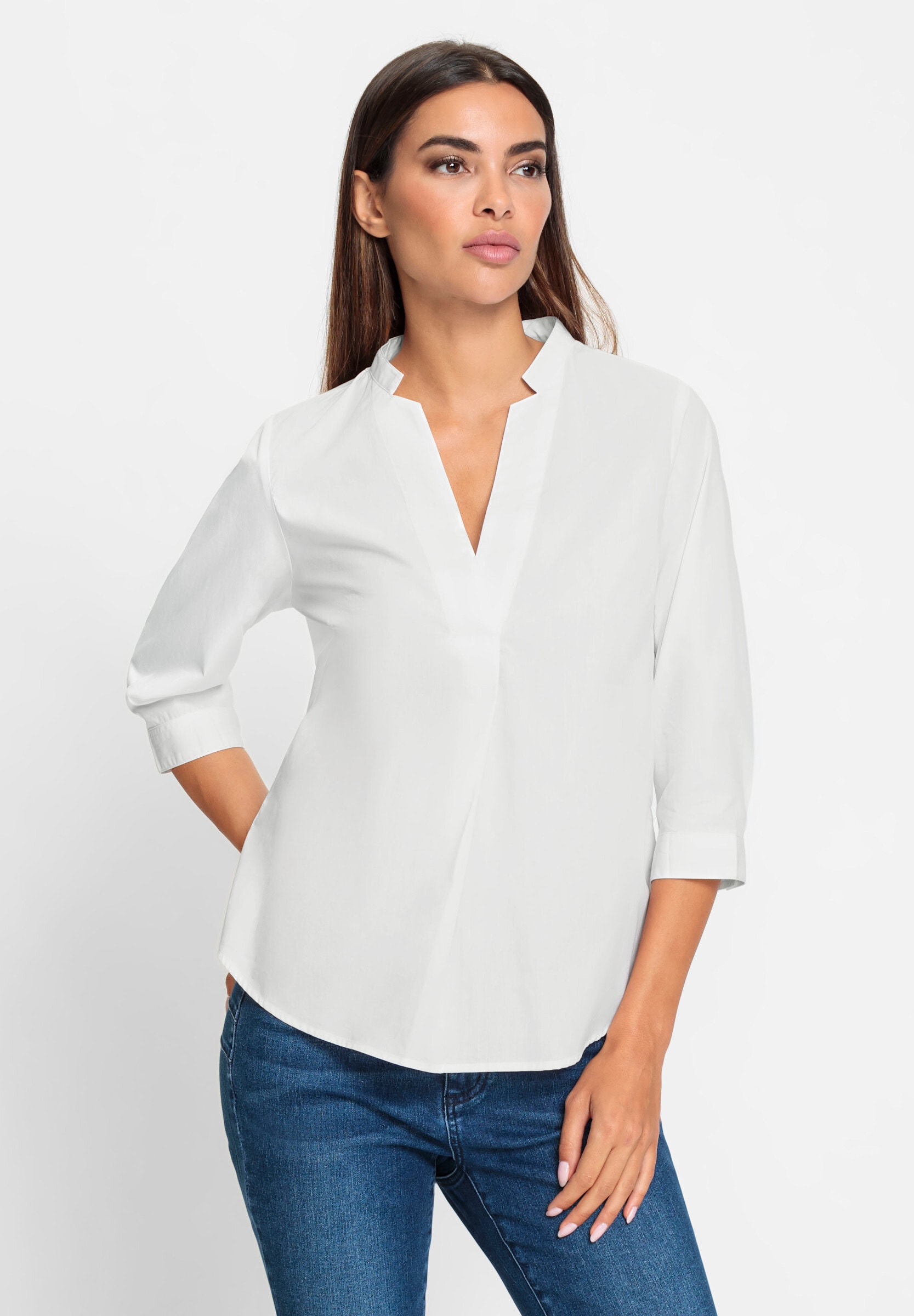 heine Hemdbluse »Bluse Baumwollbluse mit Stehkragen«