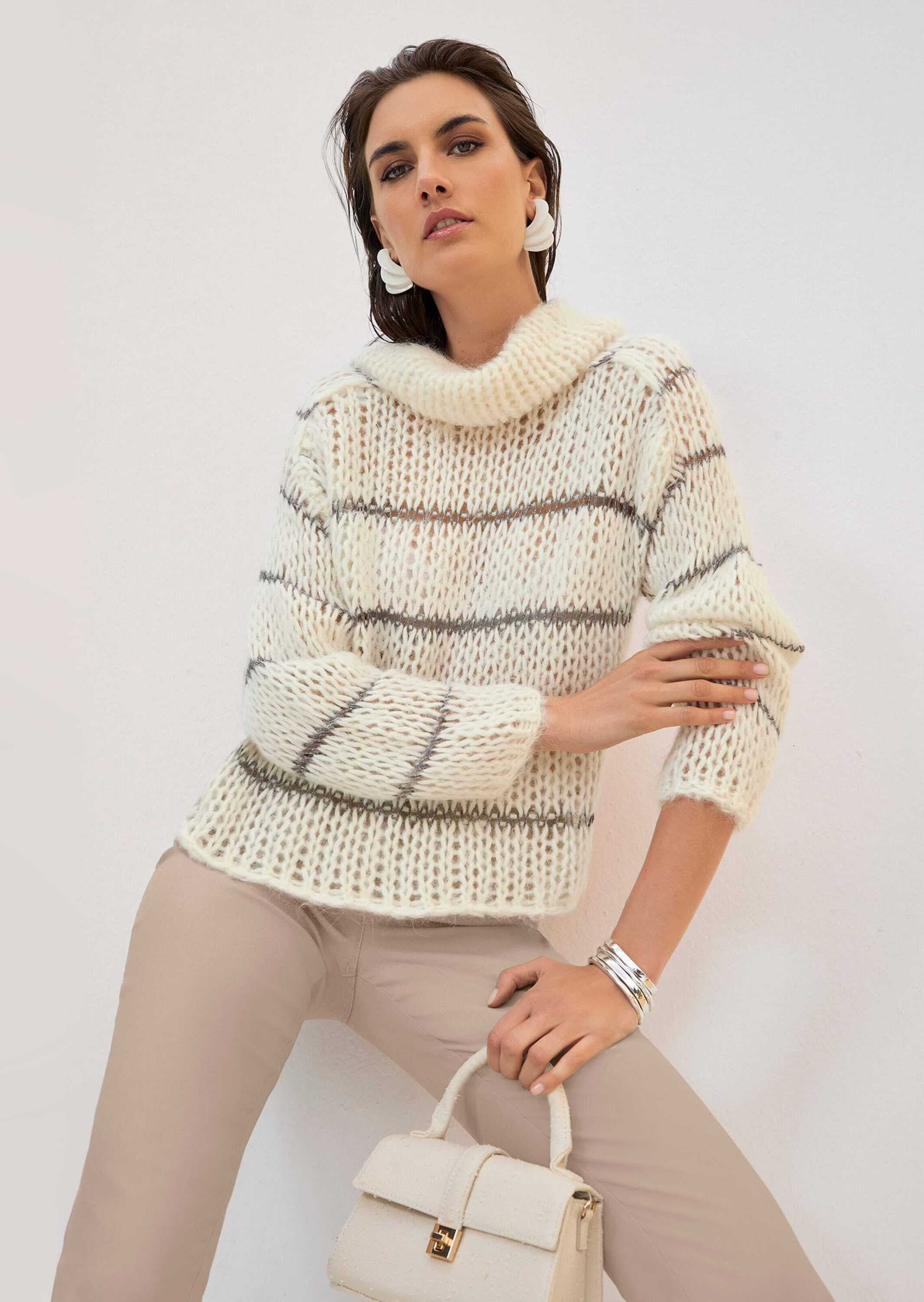 MADELEINE Longpullover »Pullover Grobstrick-Pullover mit Rollkragen«