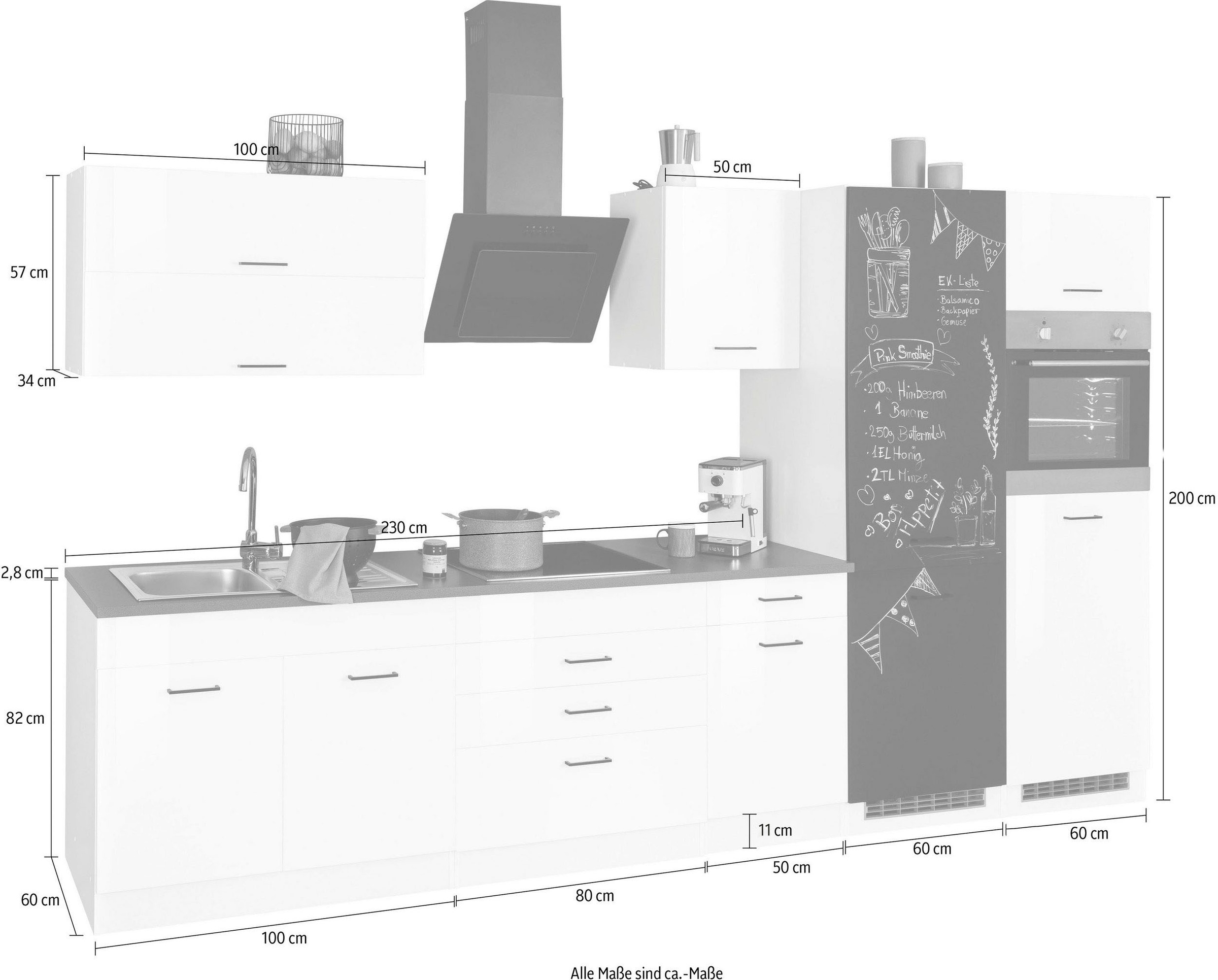 KOCHSTATION Küchenzeile »KS-Trier«, mit E-Geräten, Breite 350 cm