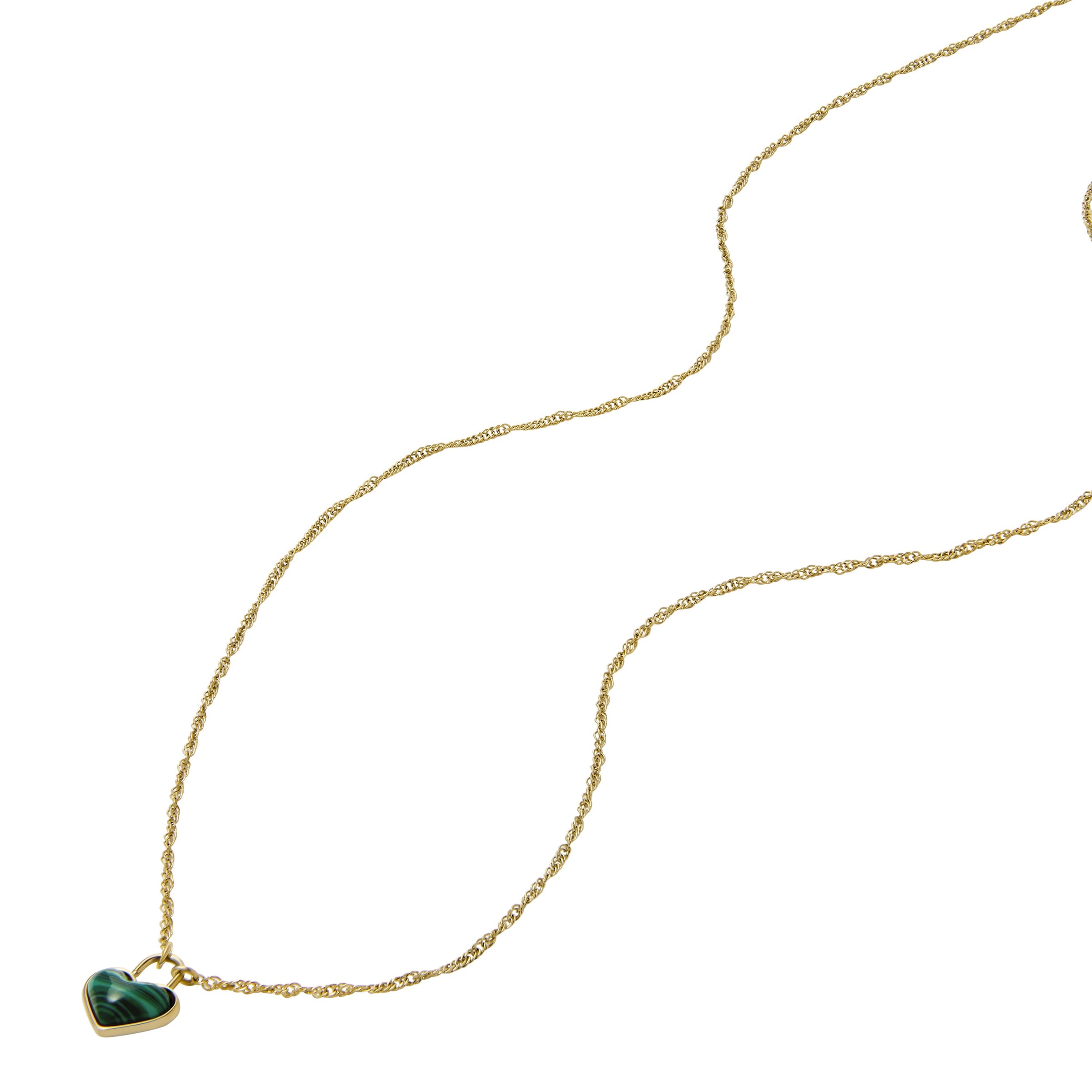 Fossil Kette mit Anhänger »Schmuck Geschenk Edelstahl JEWELRY Herz«, mit Malachit