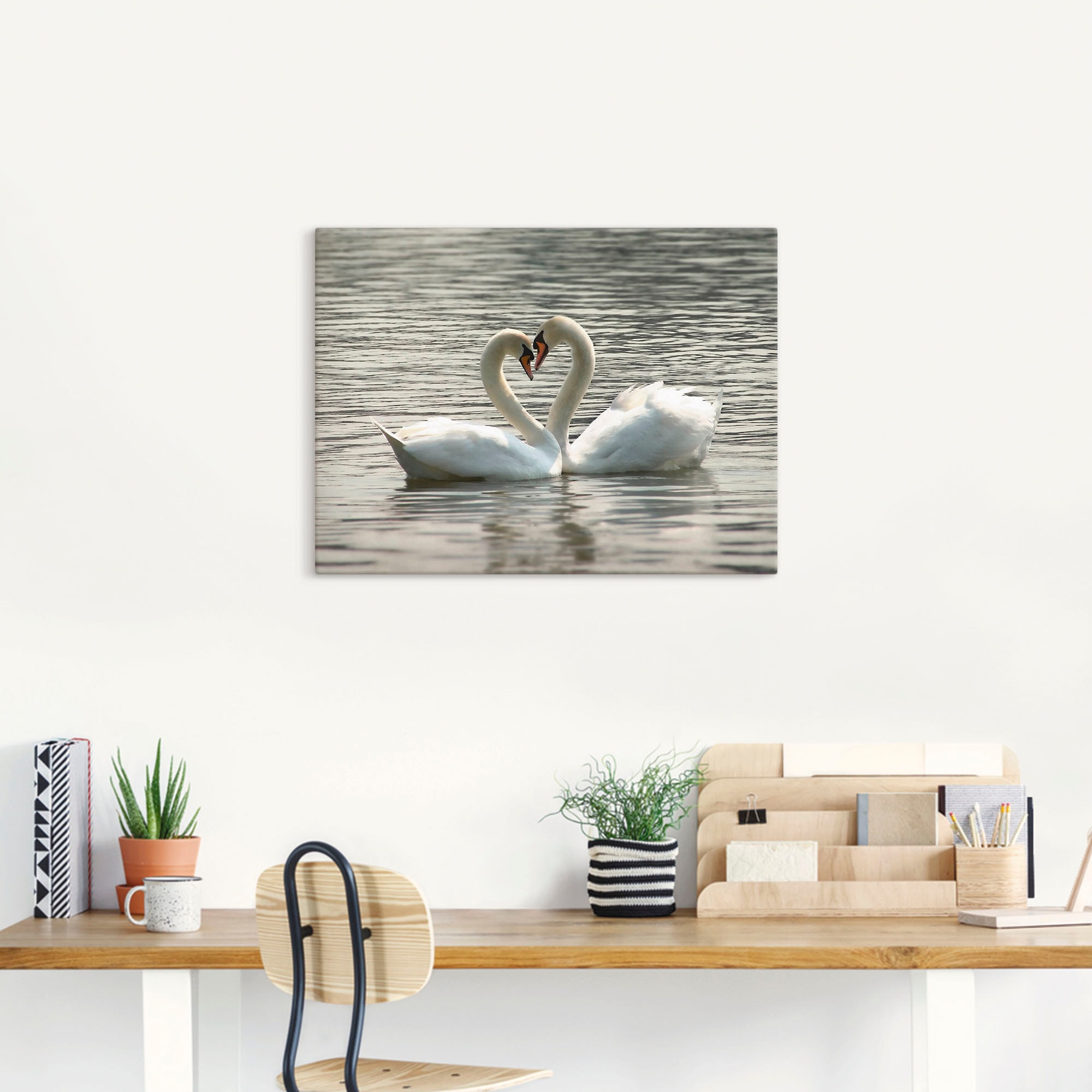Artland Wandbild »Liebesspiel von Schwänen«, Vögel, (1 St.), als Leinwandbild, Wandaufkleber in verschied. Größen