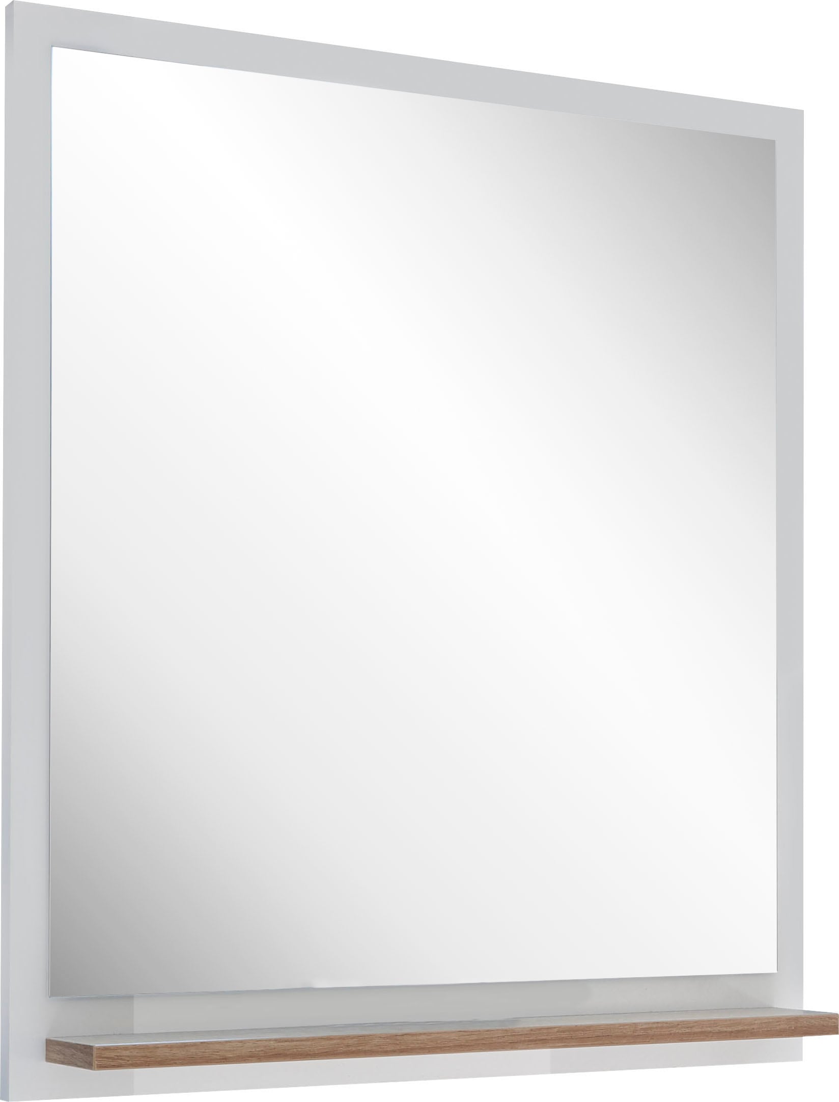 Saphir Badspiegel »Quickset 923 Spiegel 60 cm breit mit Ablage«, Flächenspiegel Weiß Glanz, Riviera Eiche quer Nachbildung