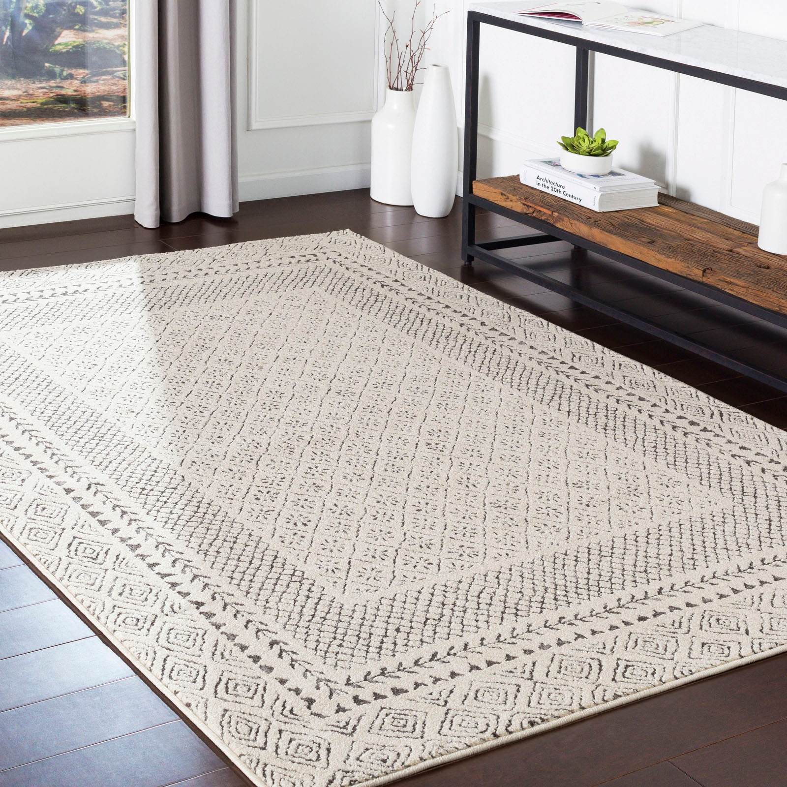 Teppich »MONACO«, rechteckig, Boho Kurzflor Wohnzimmerteppich, Schlafzimmer, Beige