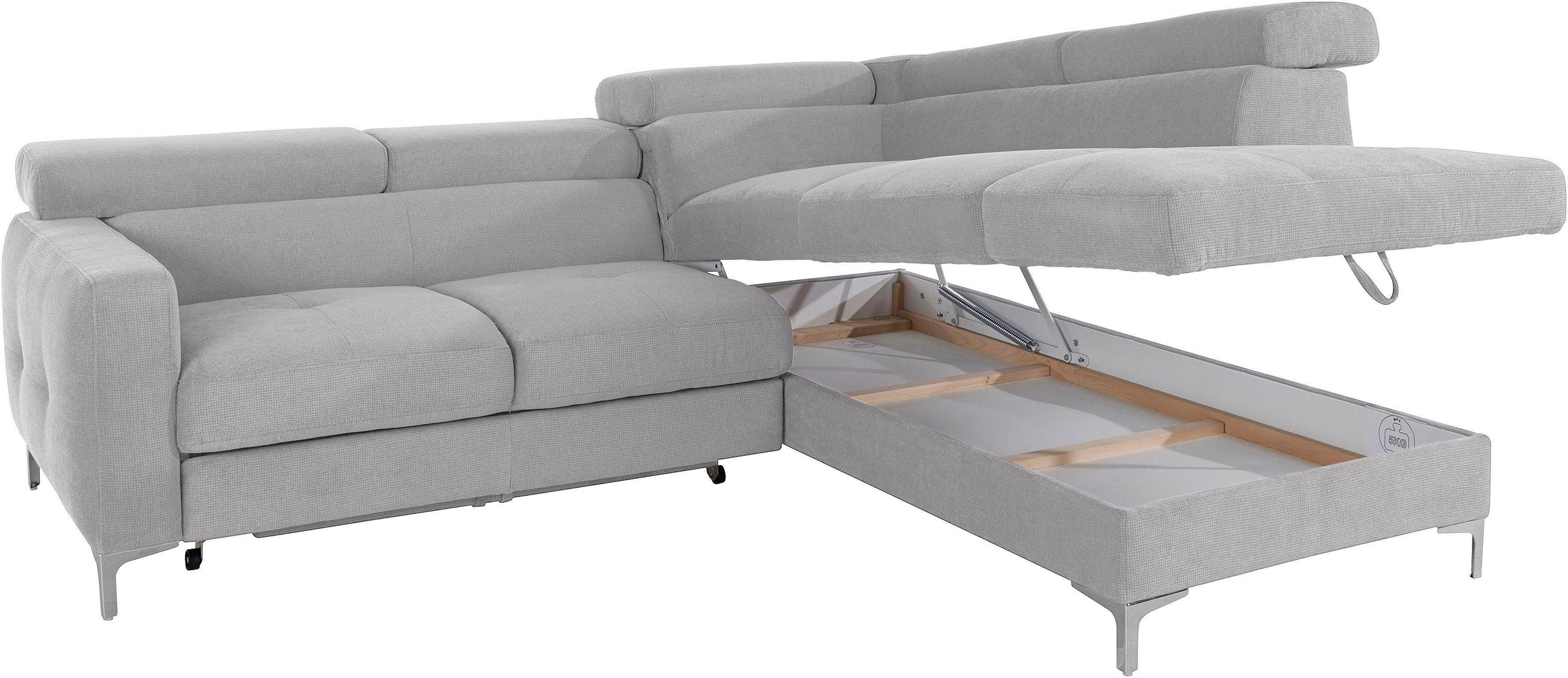 COTTA Polstergarnitur »Sammy L-Form«, (Set), Set bestehend aus: Ecksofa mit Kopfteilverstellung & Hocker