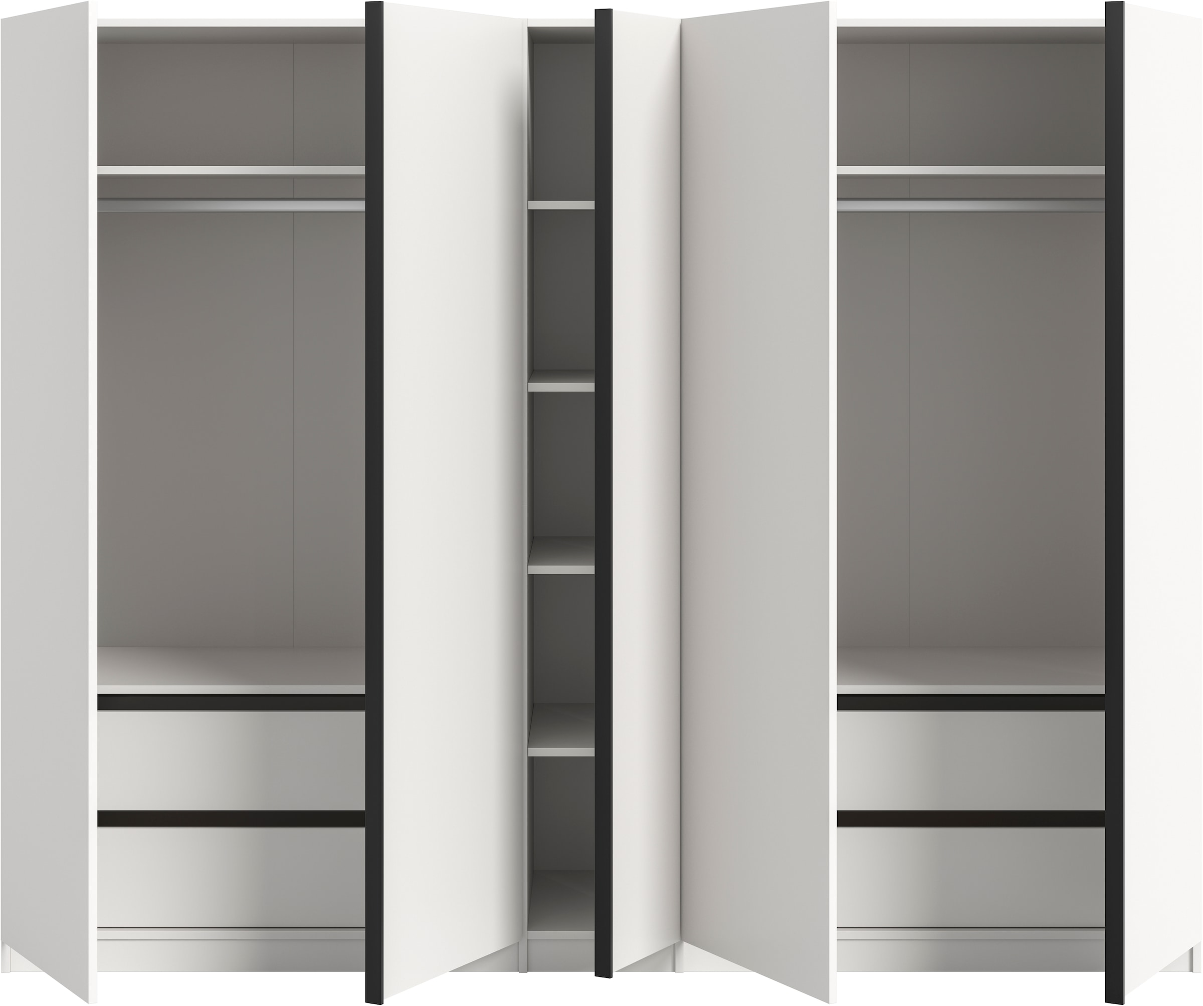 Home affaire Kleiderschrank »BENDINGO, TOPSELLER!, Schlafzimmerschrank, Schrank, Garderobenschrank« OTTO BESTSELLER, Garderobe & Schlafzimmer,  Breite 230cm, weiß, 5-türig, 2 Kleiderstangen, 6 Böden, 4 Schubladen