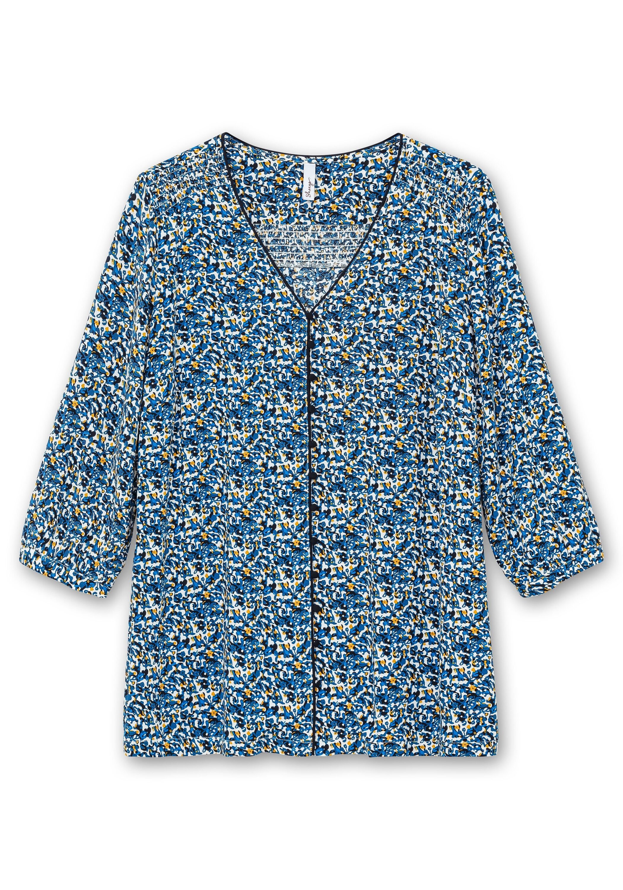 Sheego Shirtbluse »Bluse mit Smok- und Kontrastdetails«
