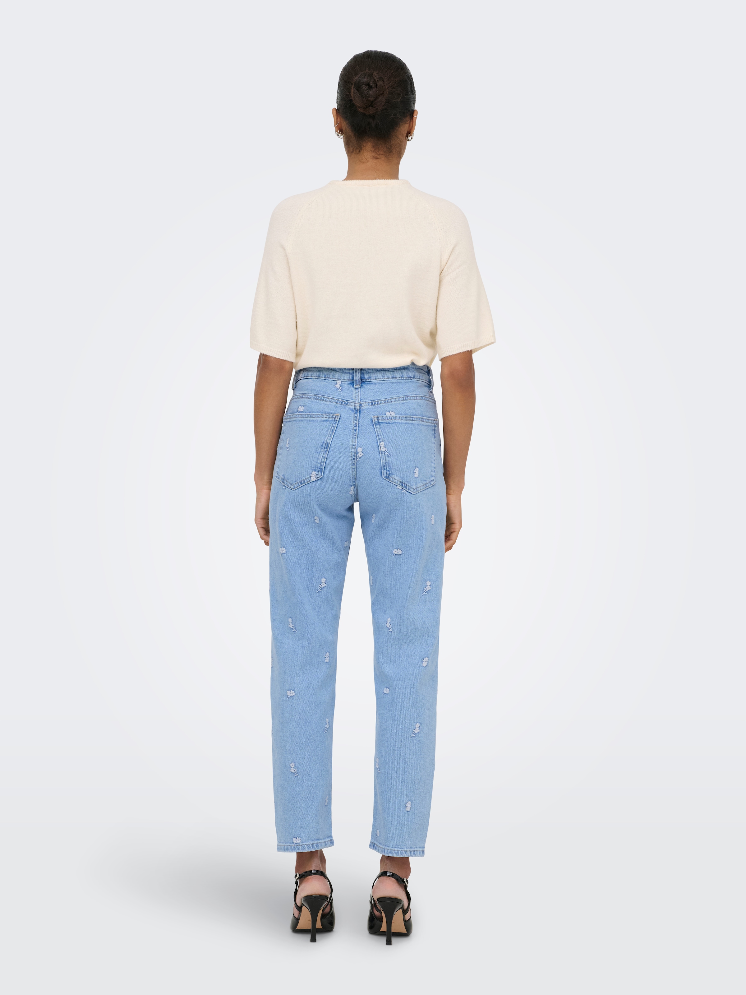 ONLY Straight-Jeans »ONLEMILY HW STRETCH EMB STRA ANK DNM AZG« Baumwollmischung, straight fit