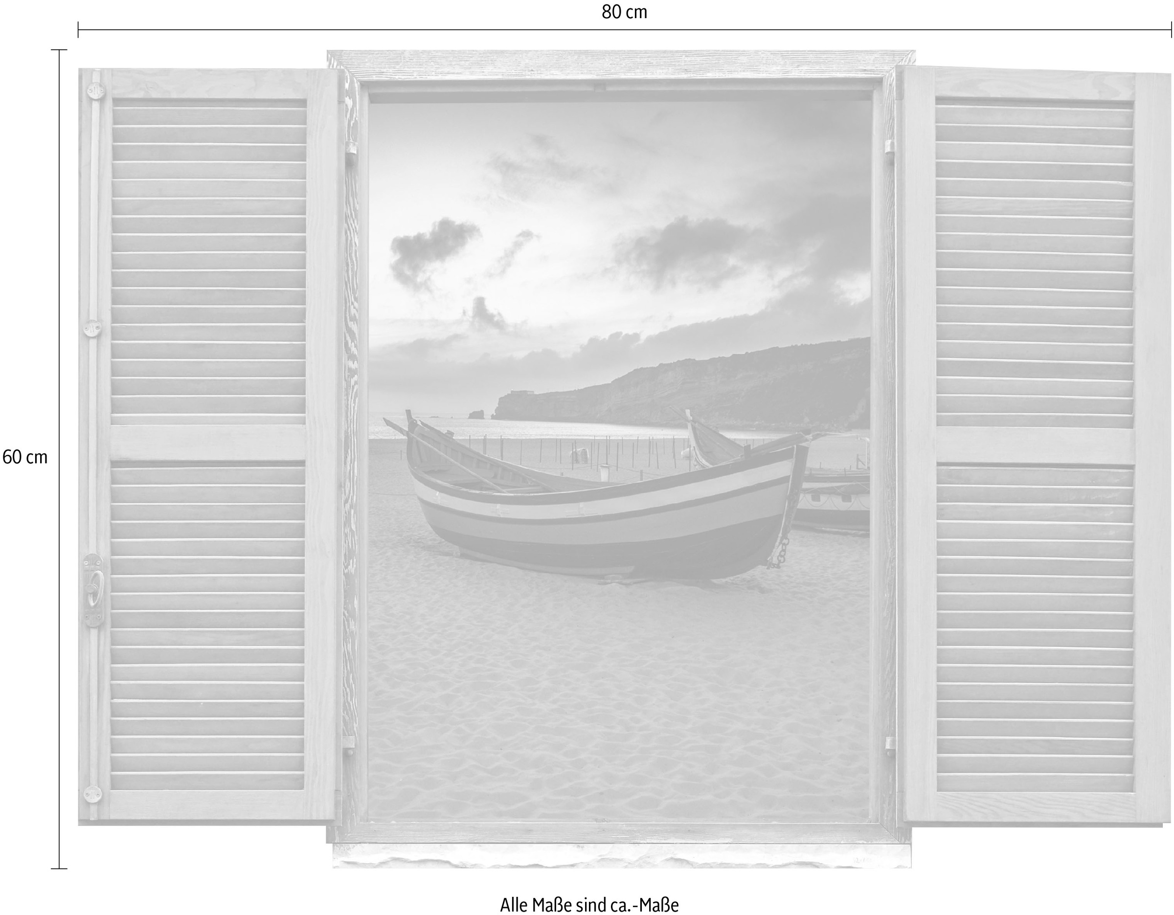 queence Wandtattoo »Boote am Strand«, (1 St.), Wandsticker, Wandbild, selbstklebend, 3D, Fenster
