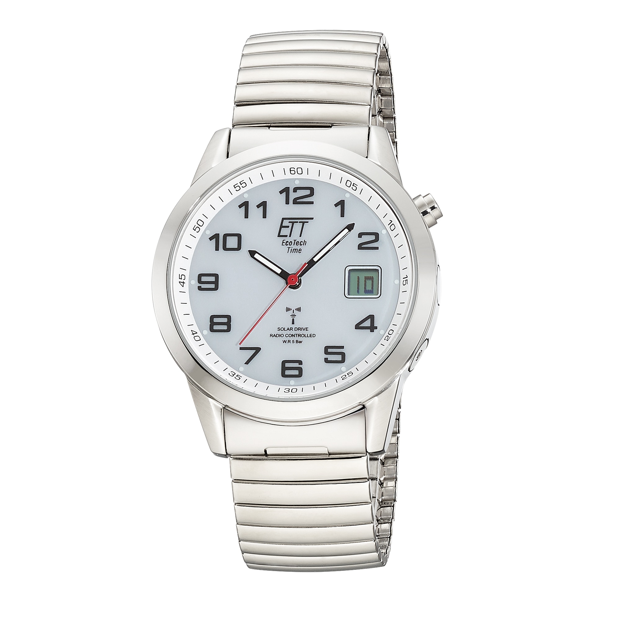 ETT Funkuhr »Gobi« Armbanduhr, Solar, Herrenuhr, Edelstahlarmband, analog, digital