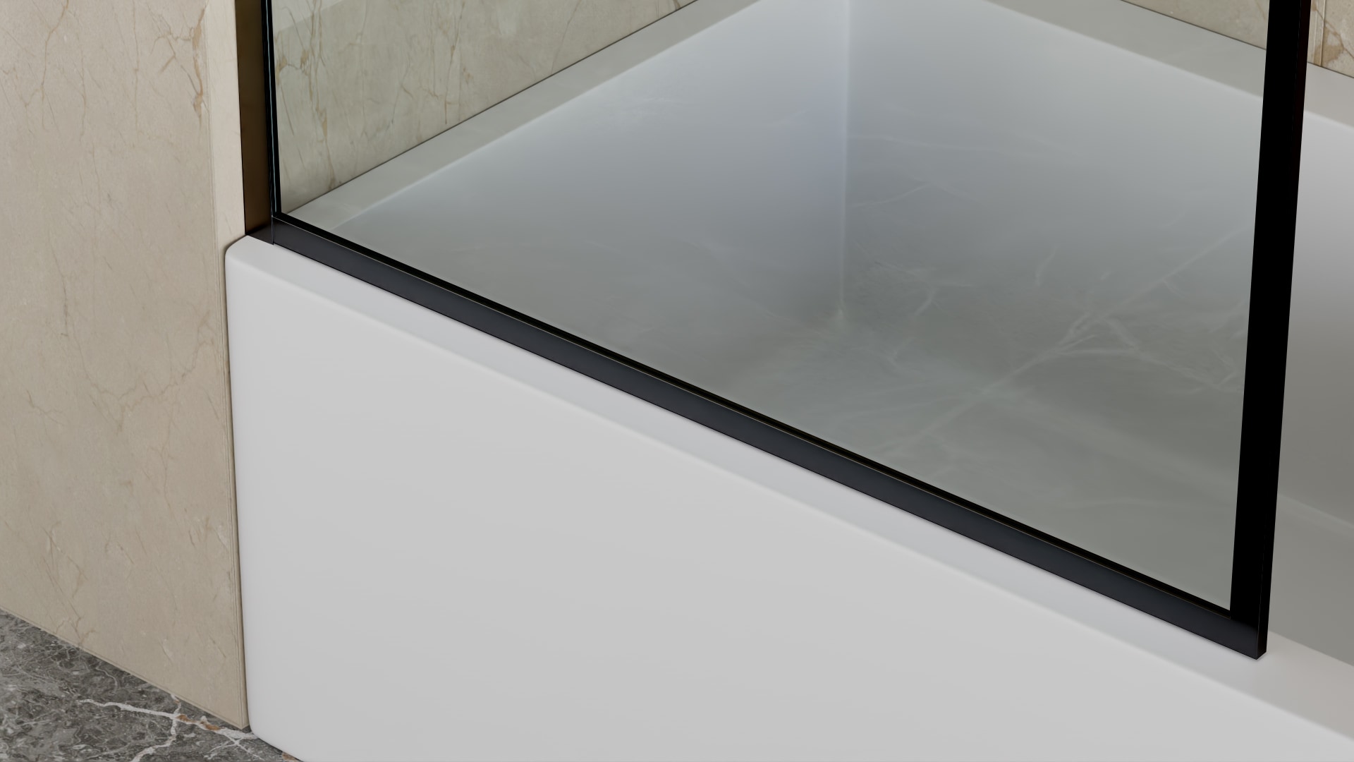 welltime Badewannenaufsatz »Block« 1 Stk. tlg. 6mm ESG und Antikalkversiegelung,extra schlanker Rahmen