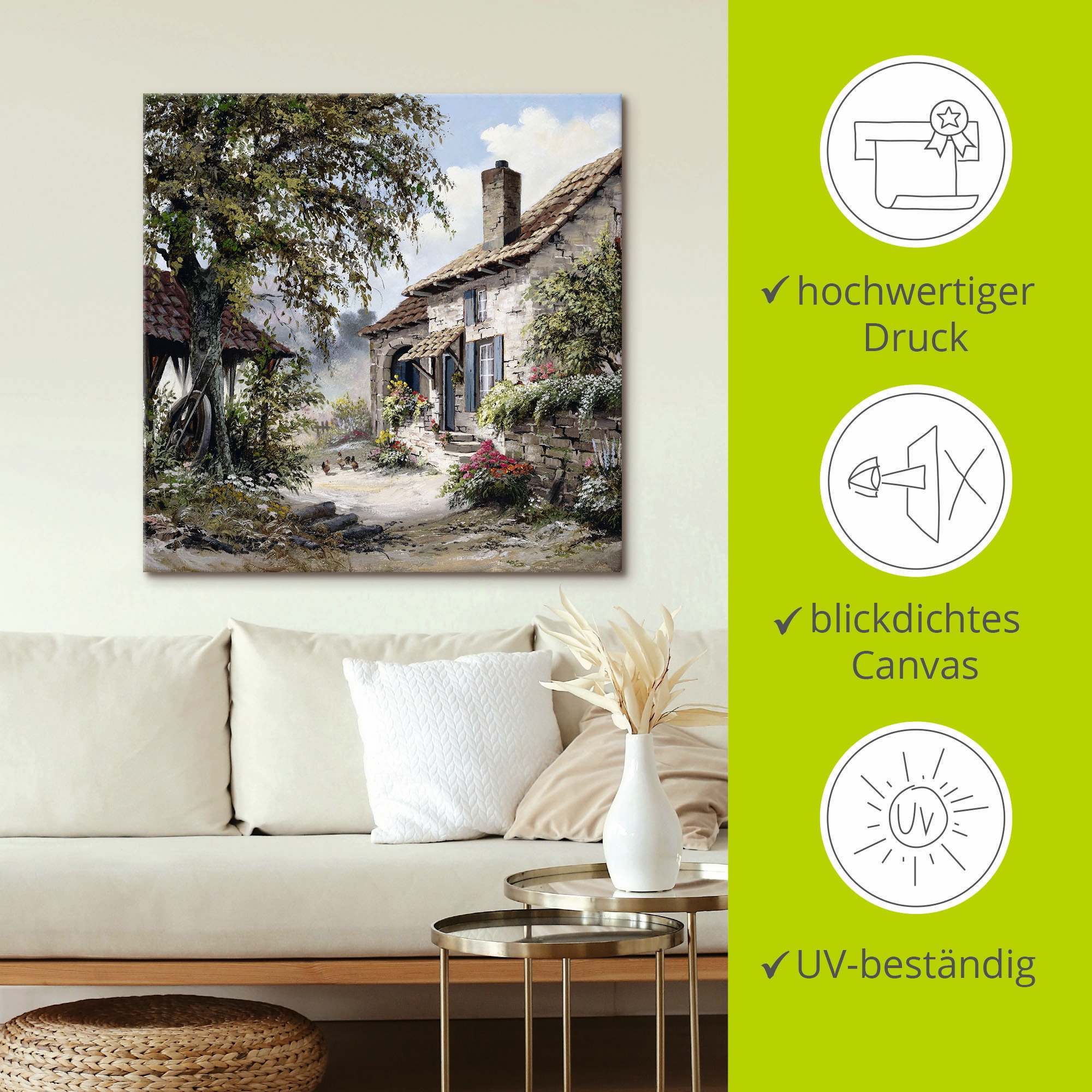 Artland Leinwandbild »Opa's Haus« Garten 1 Stk. tlg. auf Holzrahmen gespannt