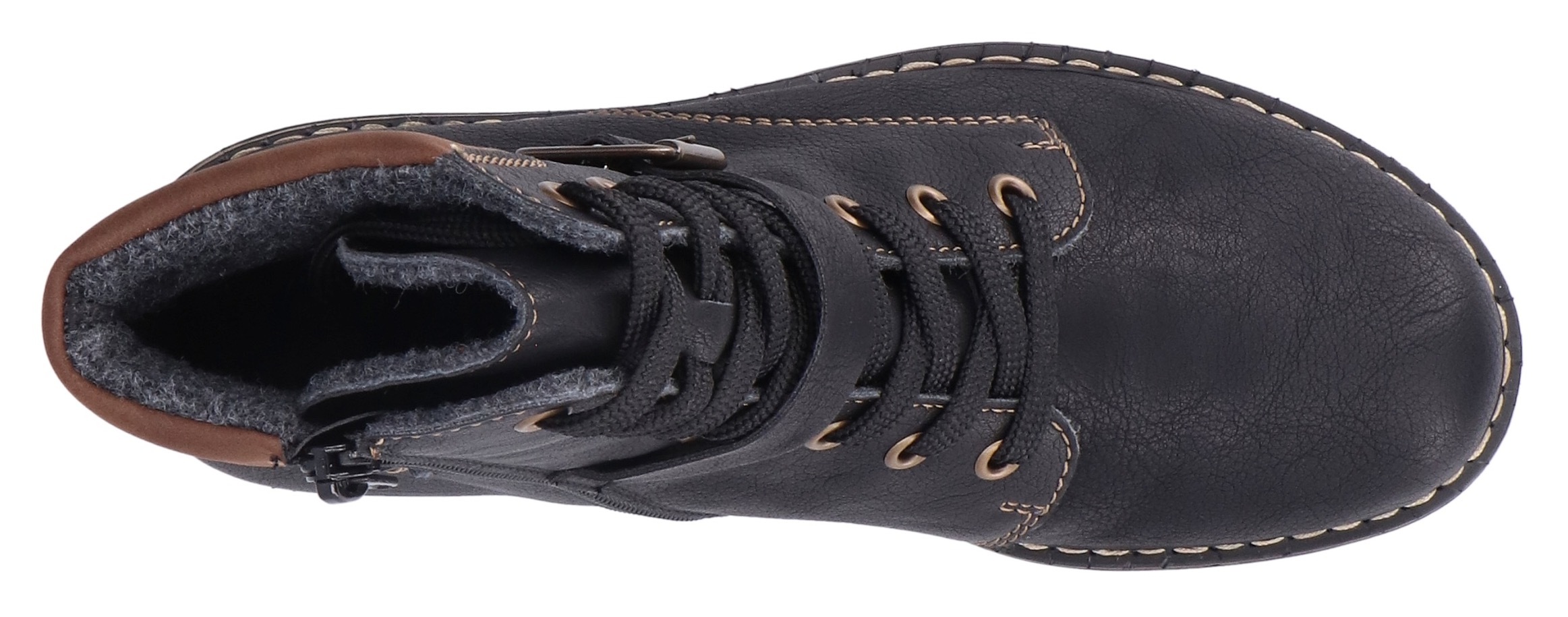 Rieker Schnürstiefelette  Schnürboots, Stiefelette, Blockabsatz, mit gepolstertem Schaftrand