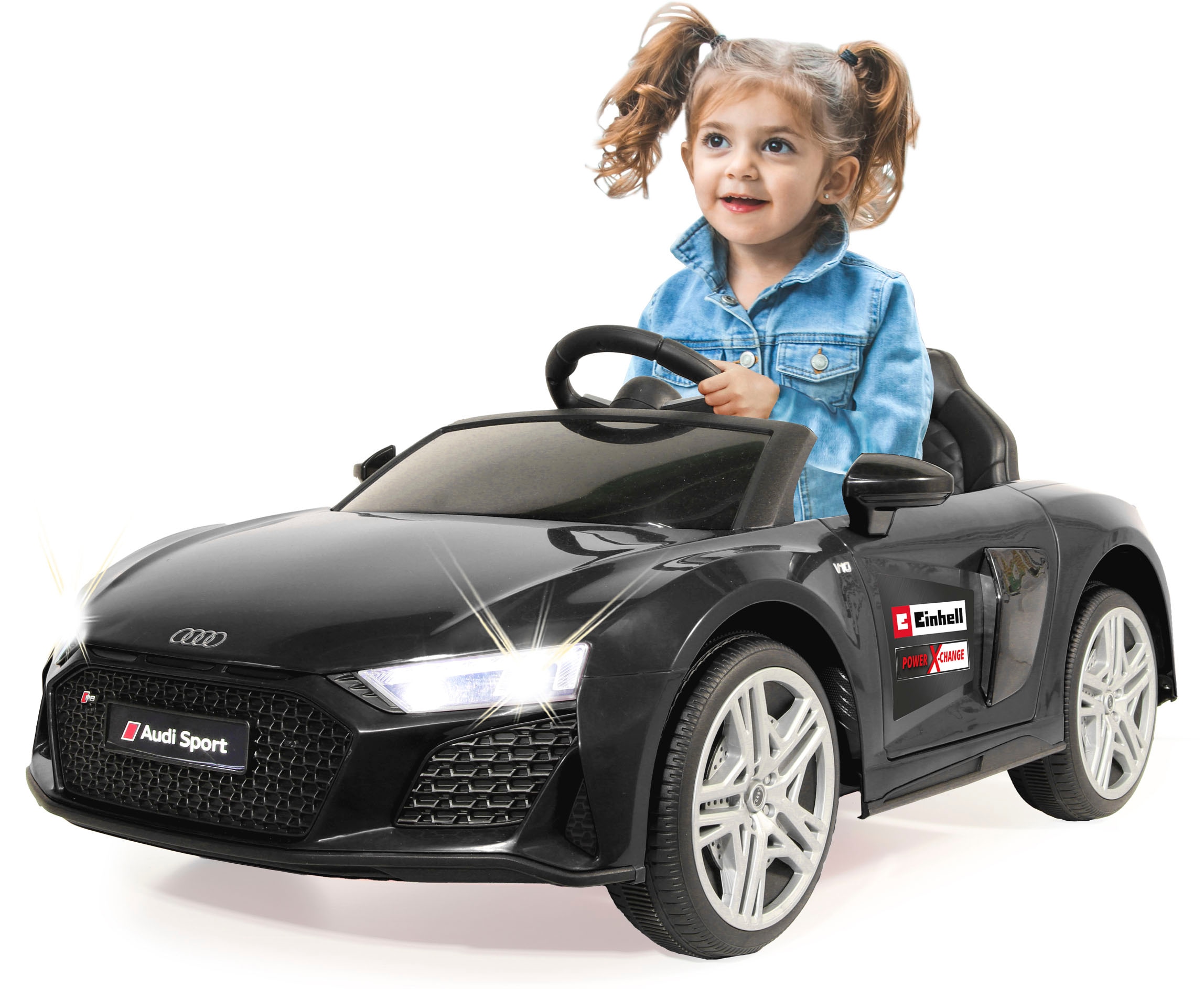 Jamara Elektro-Kinderauto »Ride-on Audi R8 Spyder schwarz«, ab 3 Jahren,  bis 25 kg, inkl. 18V/4,0Ah Einhell Power X-Change Starter Set bei