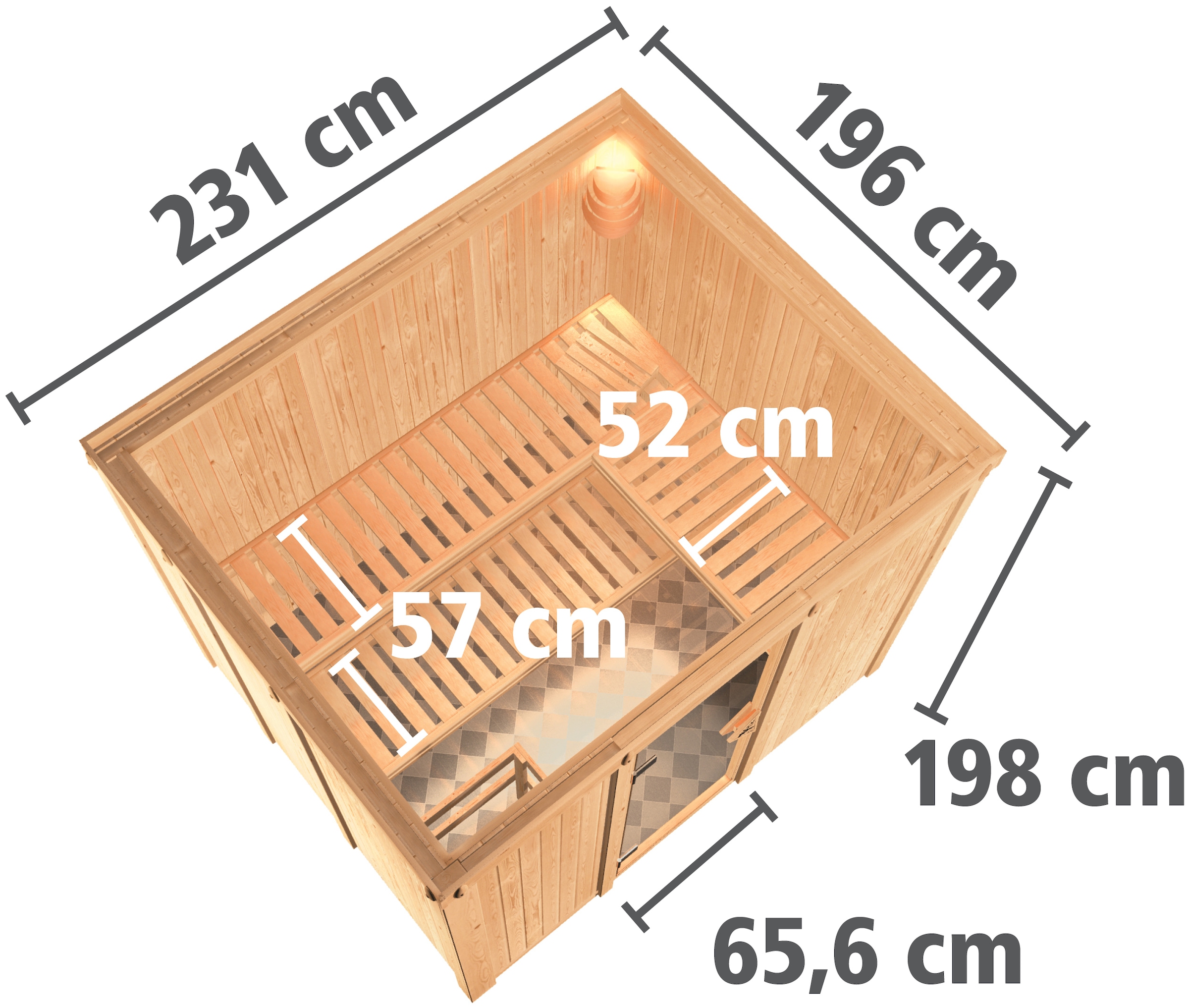 Karibu Sauna »Gitte« Set,  Ofen 9 kW integr. Strg