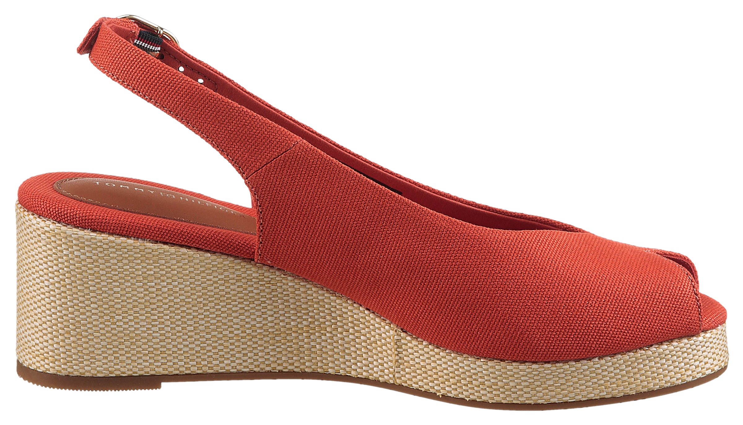 Tommy Hilfiger Keilsandalette »FLAG MID WEDGE ESPAD SLINGBACK«  , Plateau, Sommerschuh, Riemchensandale mit verstellbarer Schnalle