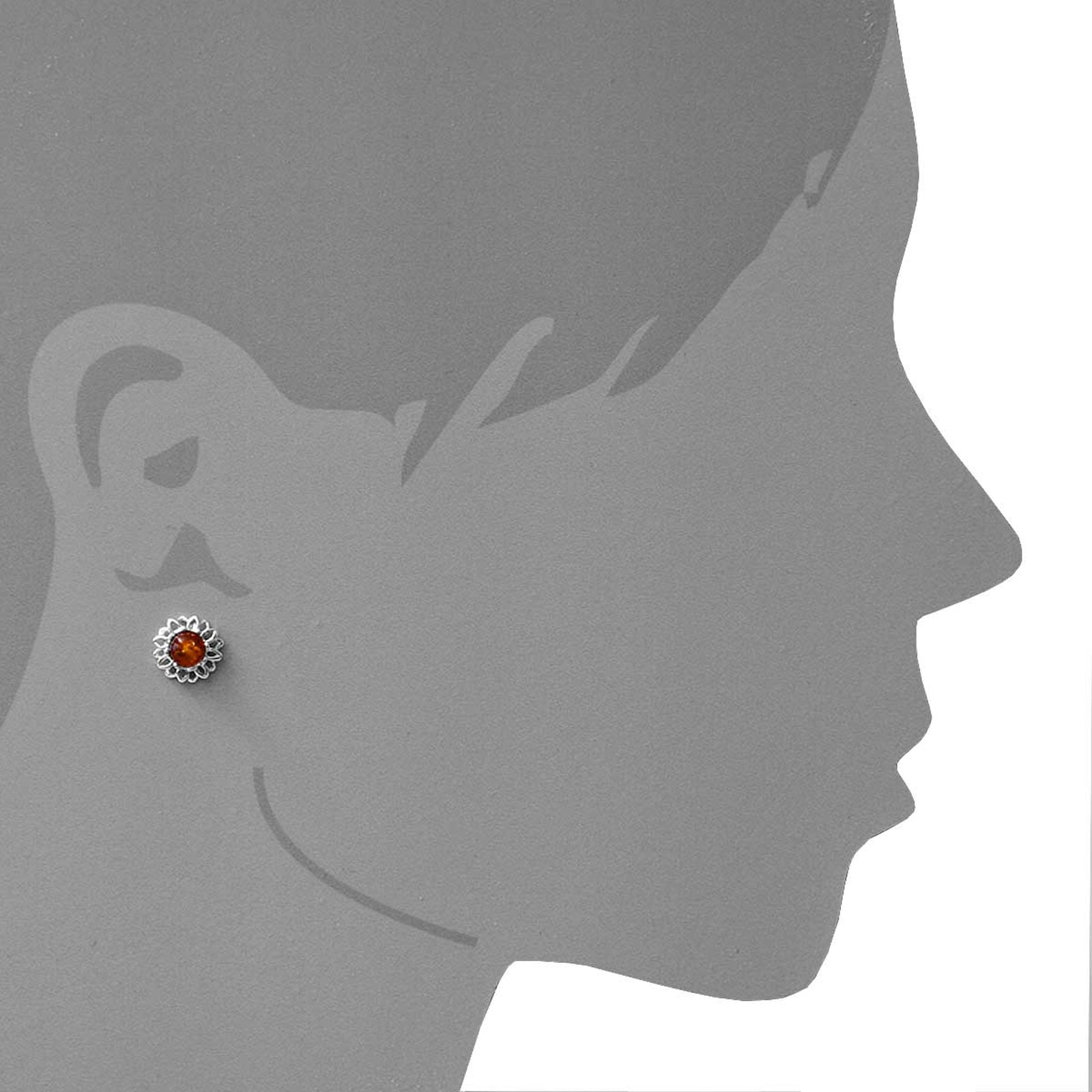 OSTSEE-SCHMUCK Paar Ohrstecker »- Blüte 12 mm - Silber 925/000 - Bernstein«