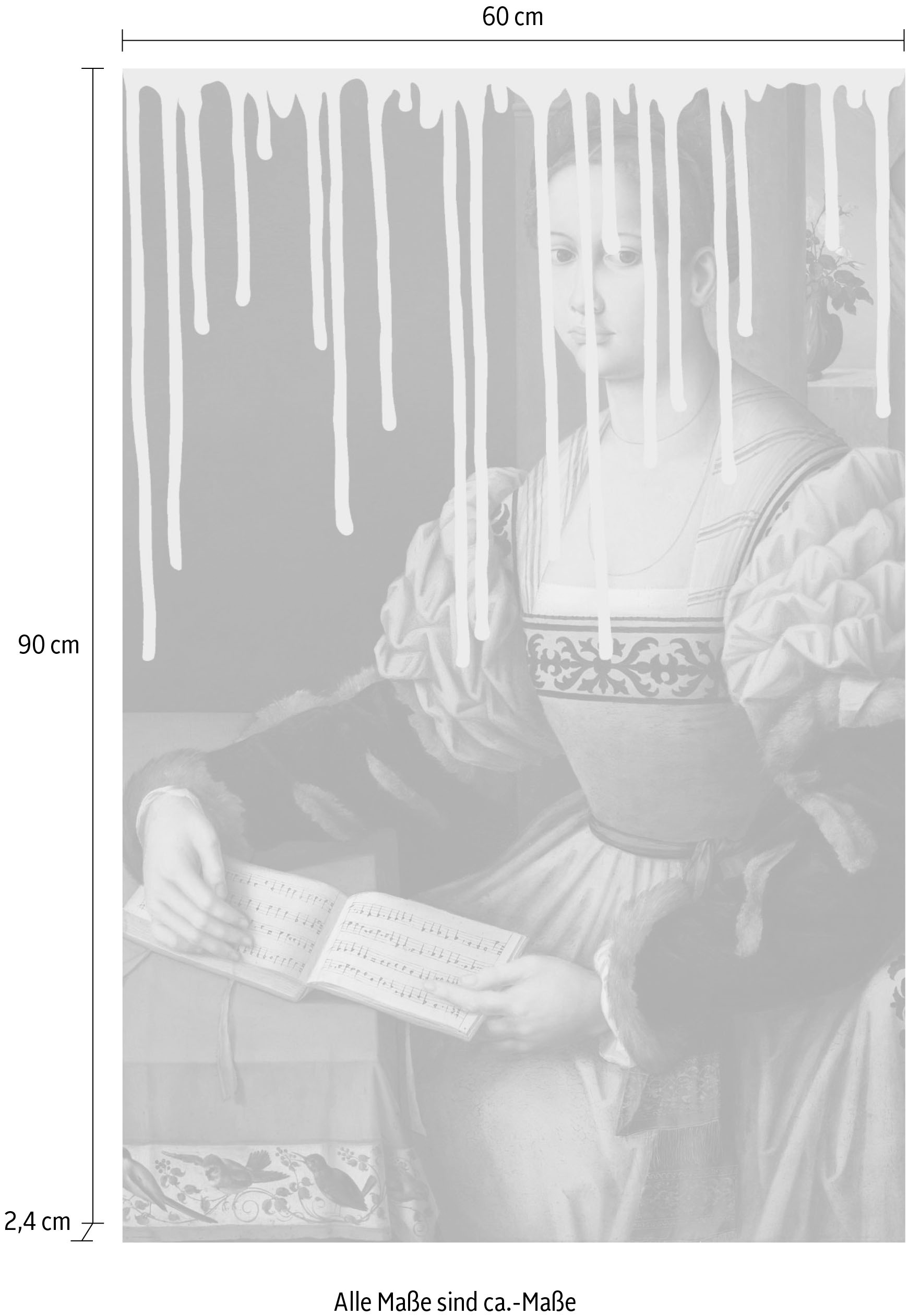 queence Acrylglasbild »Frau mit Buch und Farbklecks«, Kunst-Gemälde-Frau-Bilder von Frauen-Historische Persönlichkeiten-Formen, Fine Art-Print in Galeriequalität