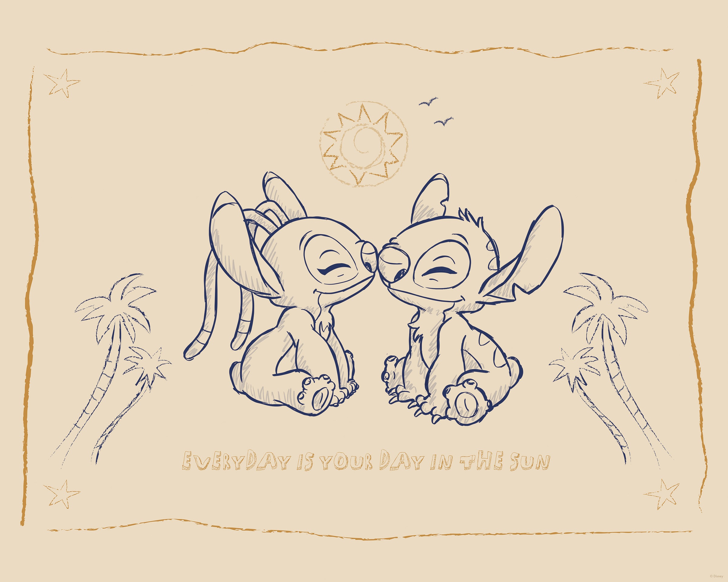 Komar Wandbild »Disney Lilo and Stitch Your Day in the Sun«, Disney, (Set, 1 St.), 40 x 50 cm (Breite x Höhe) - Kinderzimmer, Dekoration