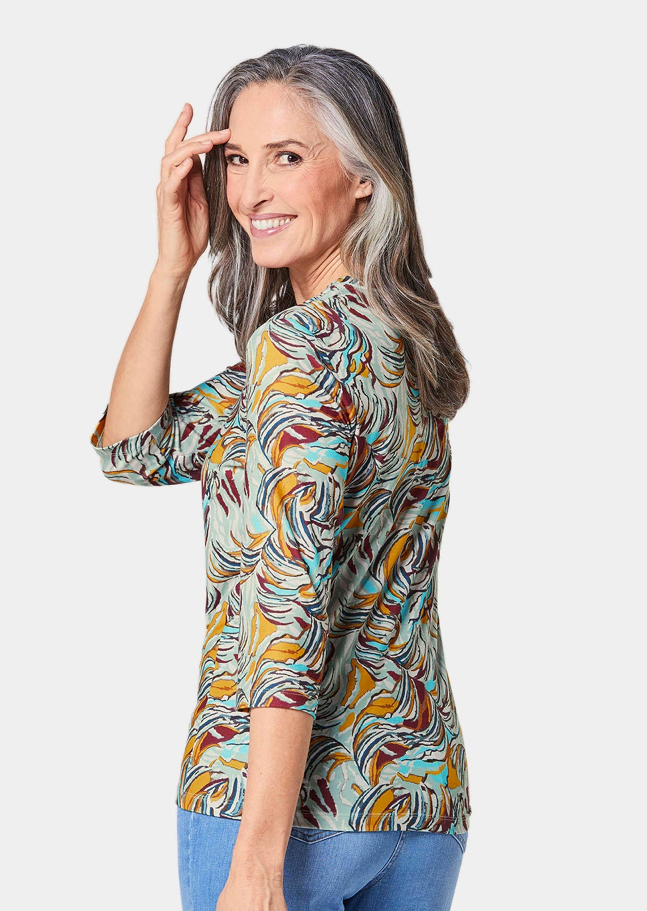 GOLDNER Print-Shirt »Kurzgröße Druckshirt in kraftvollen Farben«