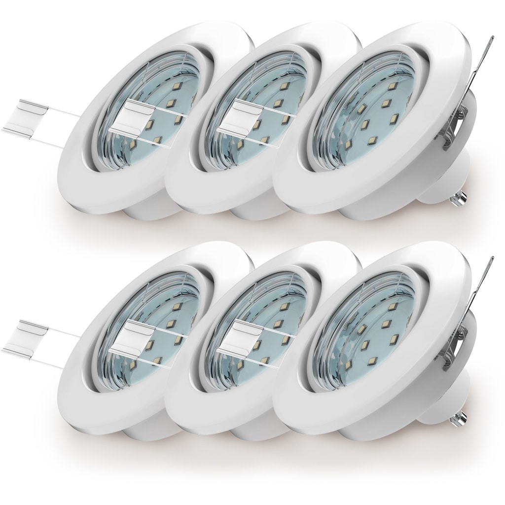B.K.Licht LED Einbauleuchte »Hila«, 6er-Set, inkl. GU10 LED-Leuchtmittel, Leuchtenkopf schwenkbar, Schutzart IP23