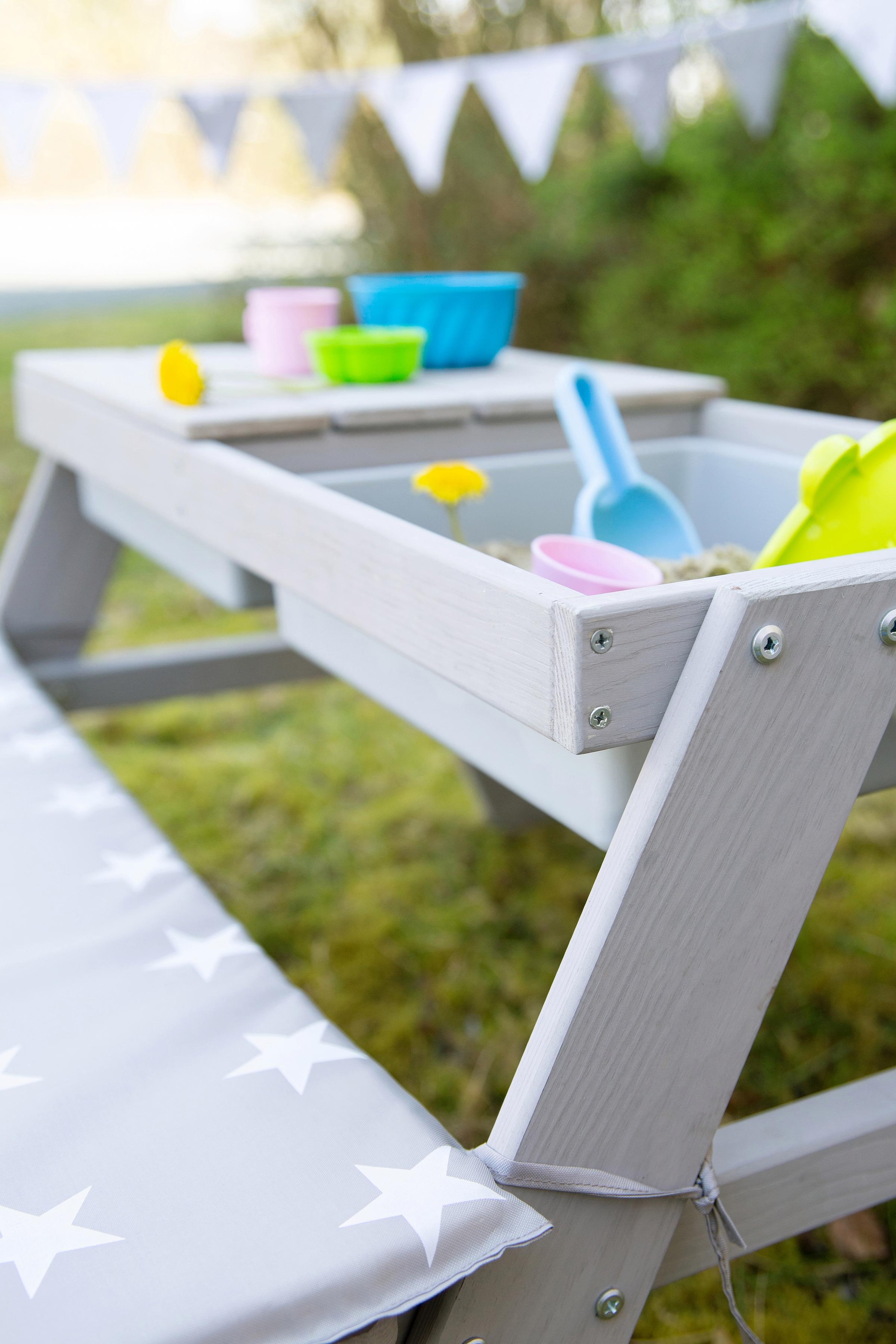 roba® Kindersitzgruppe »Picknick for 4 Outdoor Deluxe mit Spielwannen, Grau«,  mit abgerundeten Ecken bei ♕