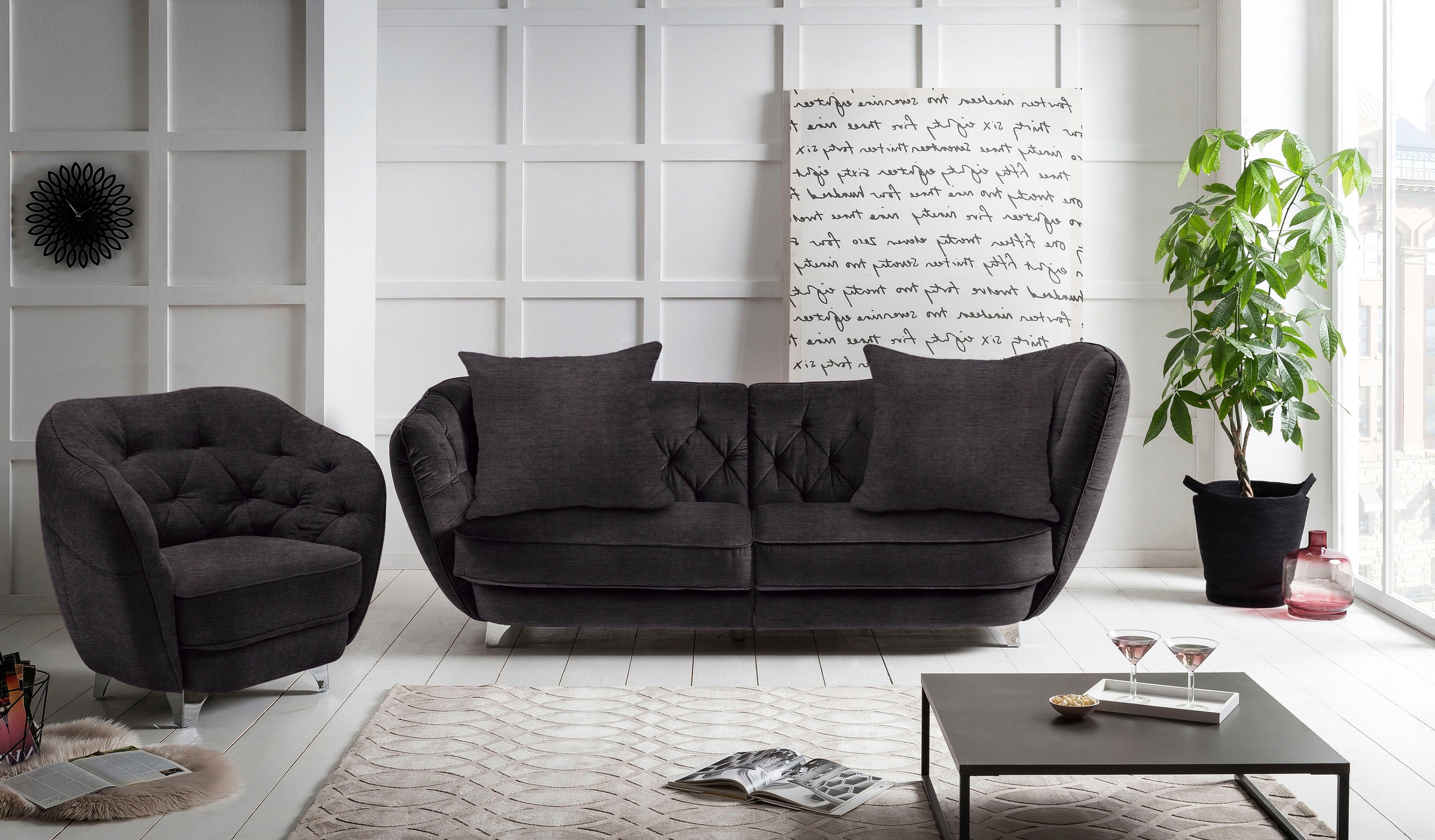 Leonique Big-Sofa »Retro«, stylischer Hochlehner