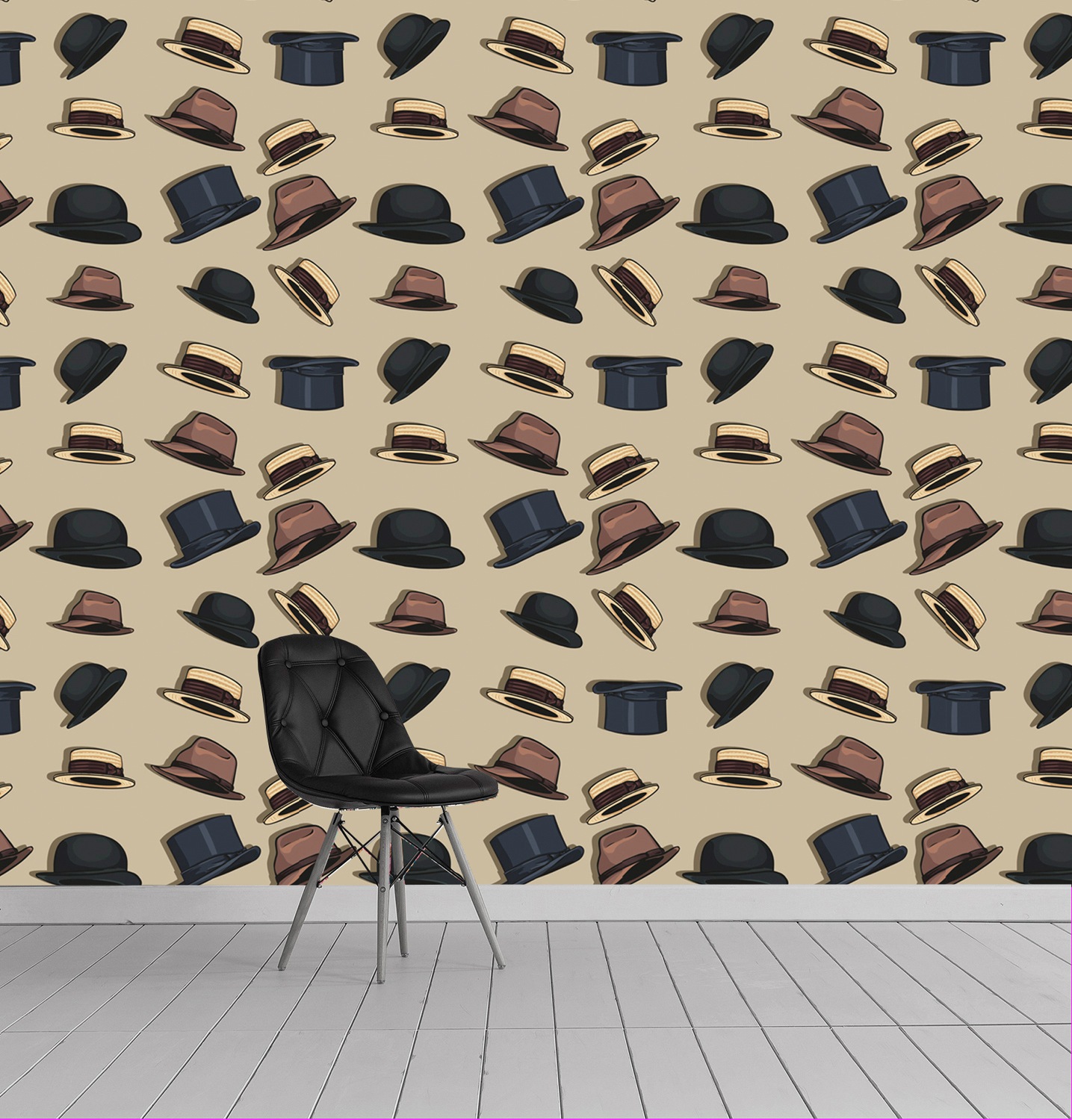queence Vinyltapete »Hats«, 90x250cm, selbstklebend, kinderleichte Anbringung, Sticker