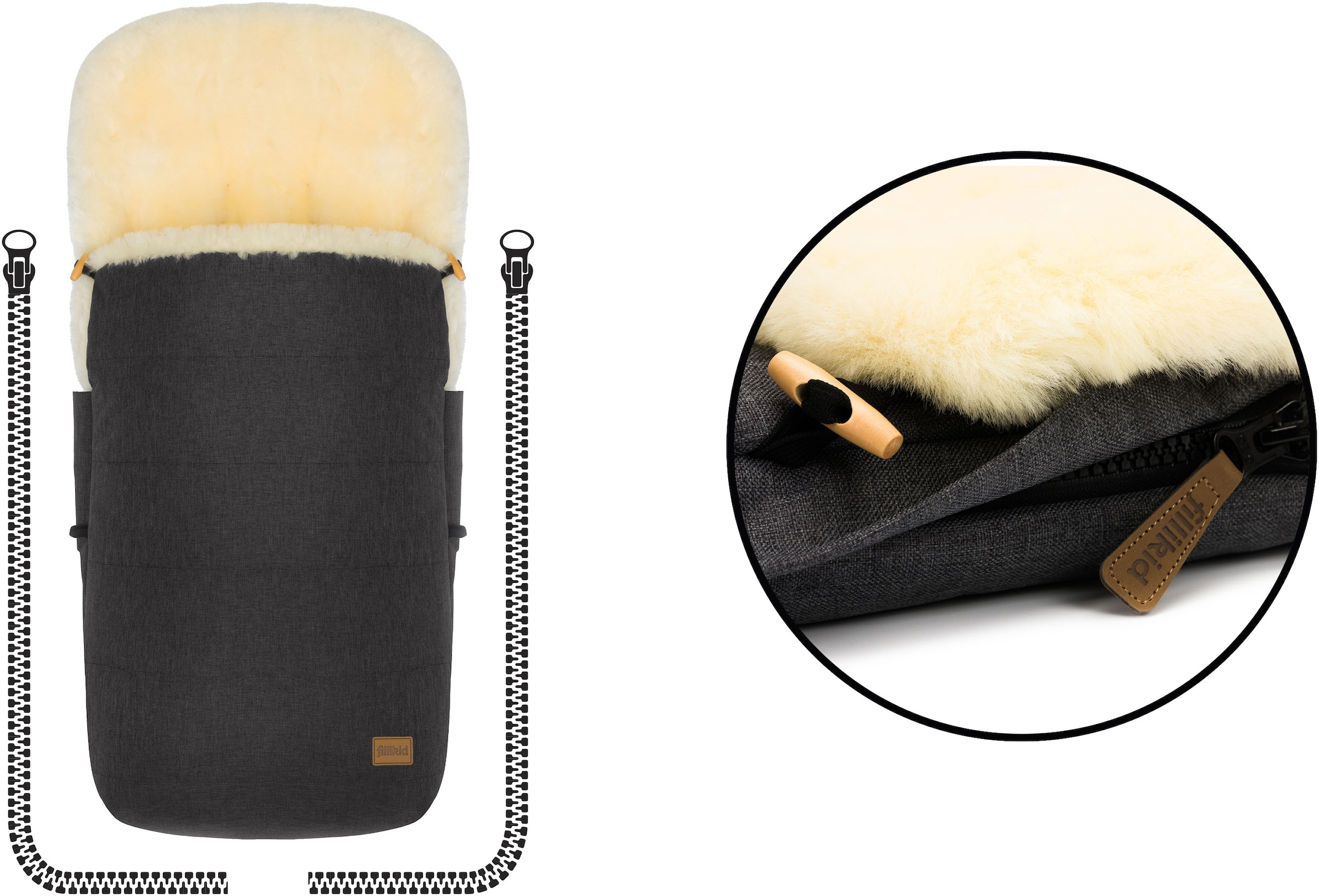 Fillikid Fußsack »Bernina Style mit Lammfell, Winterfußsack«