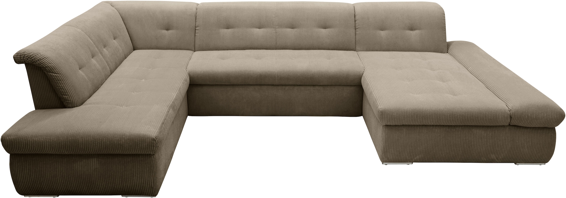 DOMO collection Wohnlandschaft »Moric U-Form auch in Cord«, im XXL-Format, wahlweise mit Bettfunktion und Armlehnenverstellung