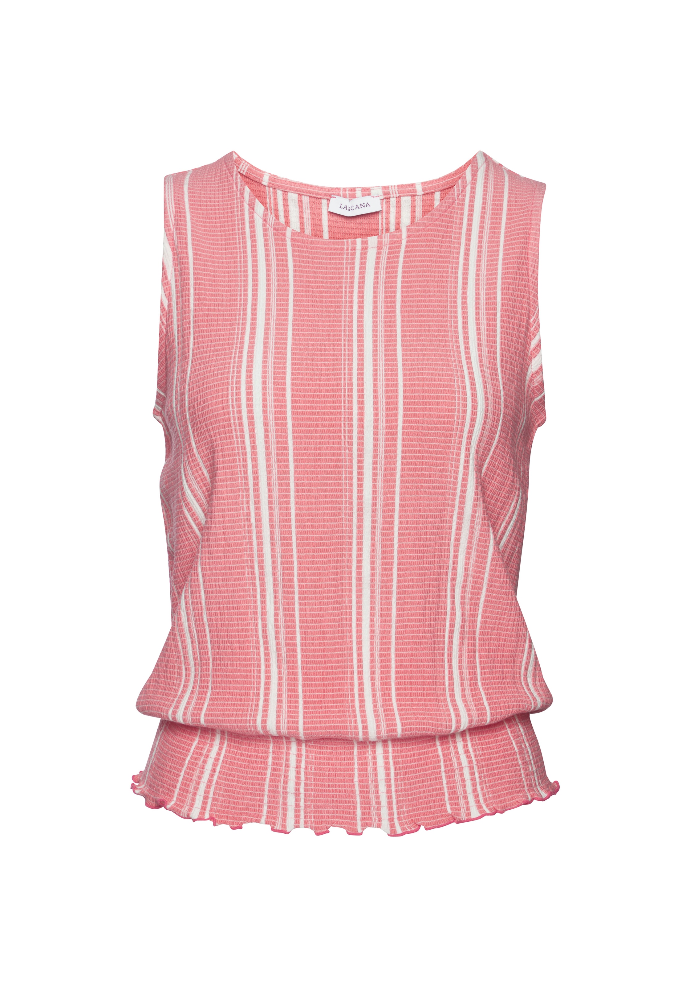 LASCANA Tanktop aus strukturierter Ware, sommerliches Top mit Streifen