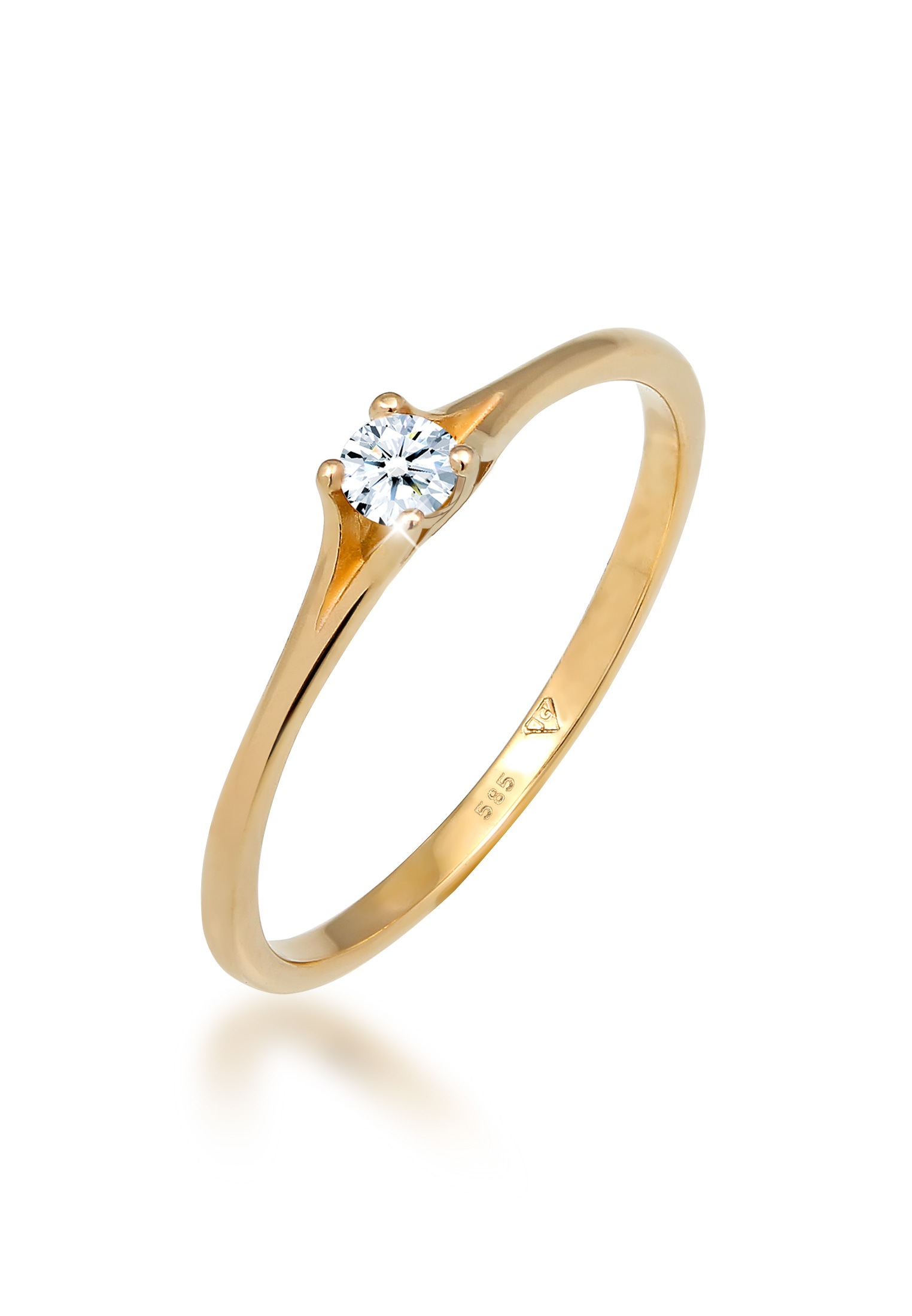 Elli DIAMONDS Trauring »Ring Verlobungsring Diamant Weiß Brillantschliff (0.06ct) 585 Gelbgold«
