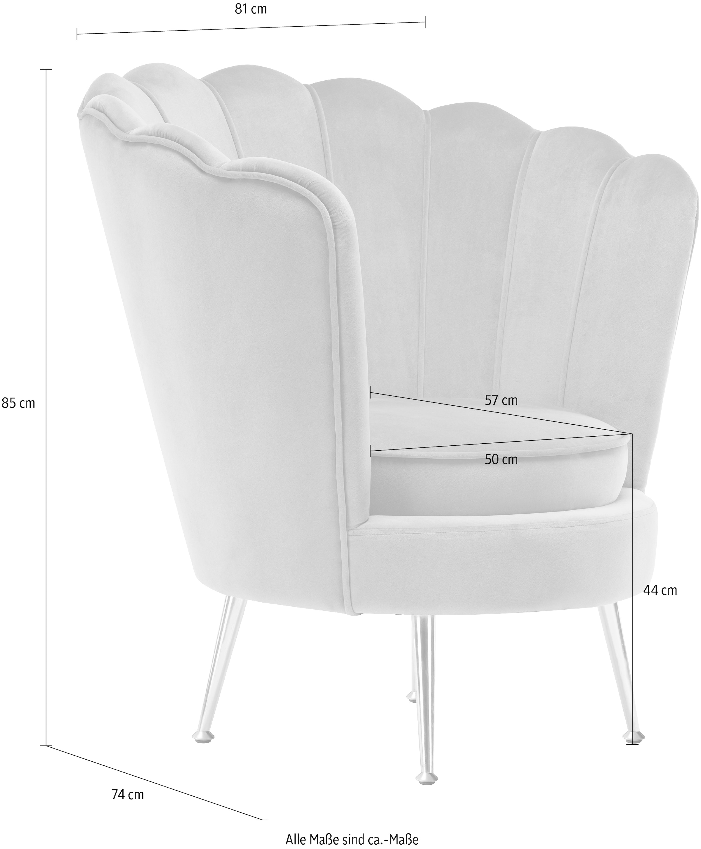 Kayoom Sessel »Sofa Barbara 125, hochwertiger Velvet-Stoff mit samtweicher Haptik«, (1 St.), Angesagtes 1-Sitzer-Sofa, Mini Sofa, Möbelfüße höhenverstellbar