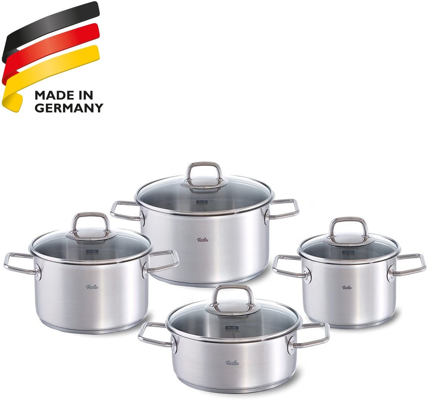Fissler Topf-Set »Viseo Topf-Set« Set, 1x Bratentopf 20 cm, je 1x Kochtopf 16/20/24 cm, 8 Stk. tlg. Edelstahl 18/10