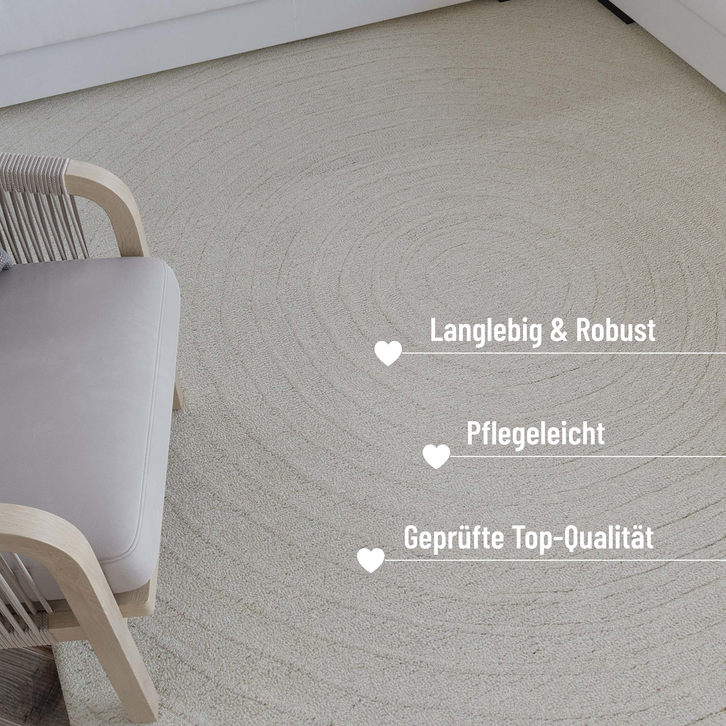 Wecon home Wollteppich »Hamptons NINETEEN«, rechteckig, 15 mm Höhe, Läufer, Schurwolle, Kurzflor, Wohn- & Schlafzimmer, Hoch-Tief-Effekt
