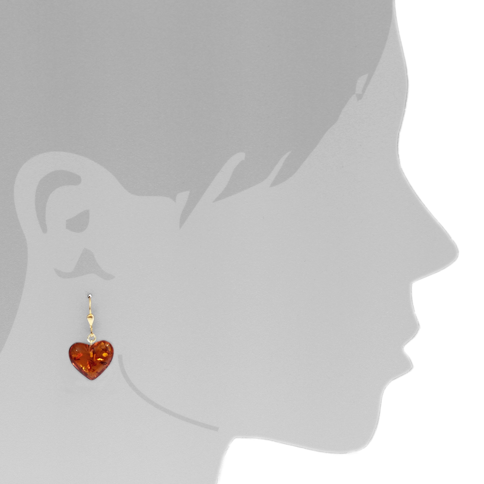 OSTSEE-SCHMUCK Paar Ohrhänger »- Herz 18 mm - Gold 333/000 - Bernstein«