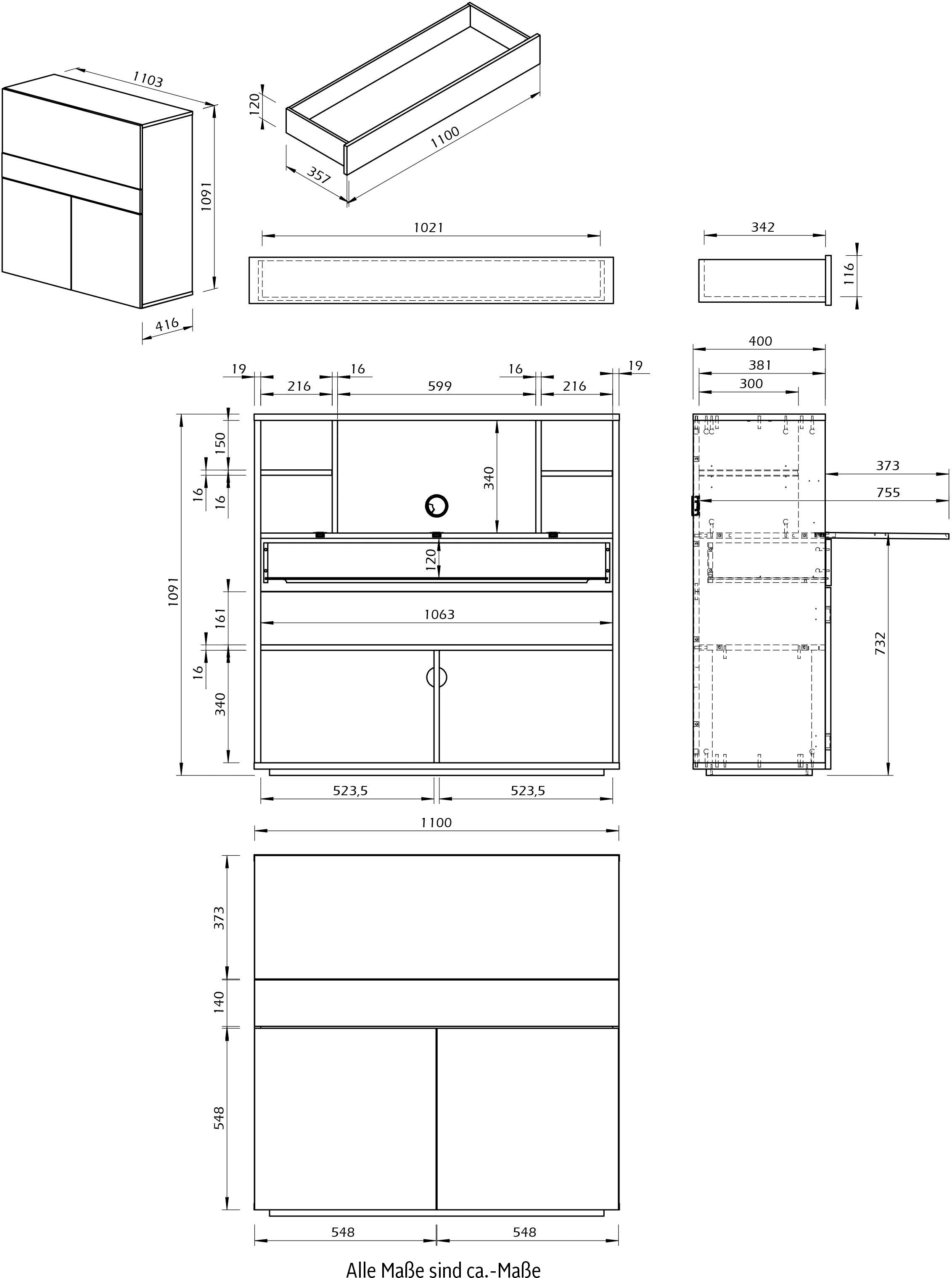 TemaHome Sekretär »Focus«, B/H 110/109 cm