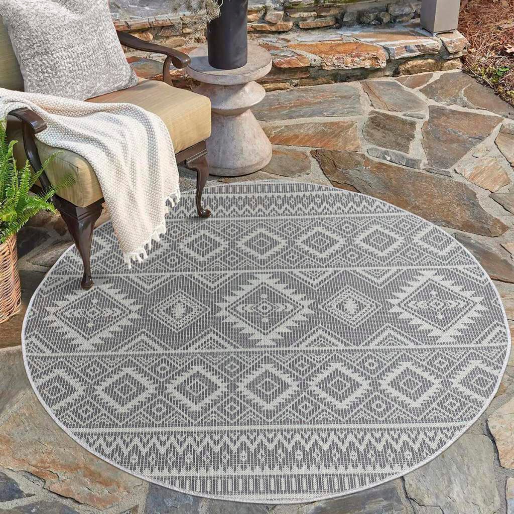 Carpet City Teppich für rund, Küche, Terrasse, Wetterfest & gewebt »Palm«, flach online UV-beständig, Balkon, kaufen