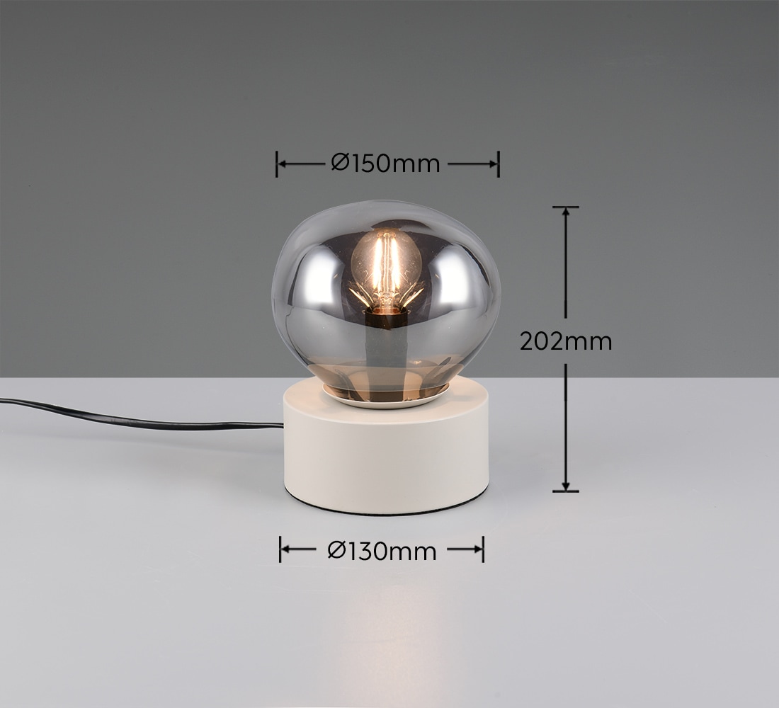 s.Oliver Tischleuchte »ANJELLA, On/Off-Touch Tischleuchte exkl 1x E14 max 10W, warm grey«, 1 flammig, Leuchtmittel E14 | Leuchtmittel wechselbar, mit mundgeblasenem Glas Lampenschirm in rauchgrau, 18,5 x Ø14,5cm