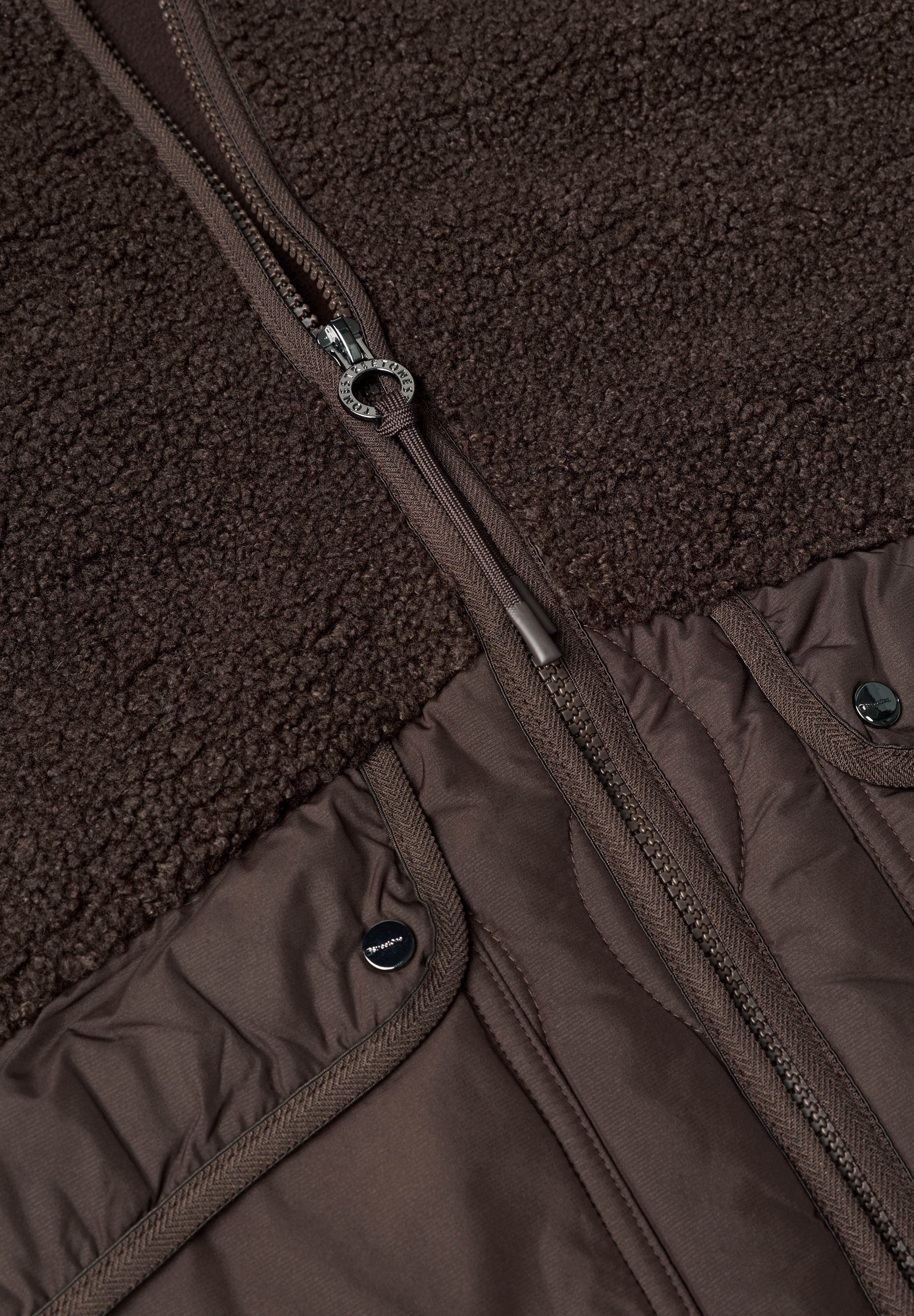 STREET ONE Langjacke ohne Kapuze Teddy-Mantel mit Strukturmix und Stehkragen
