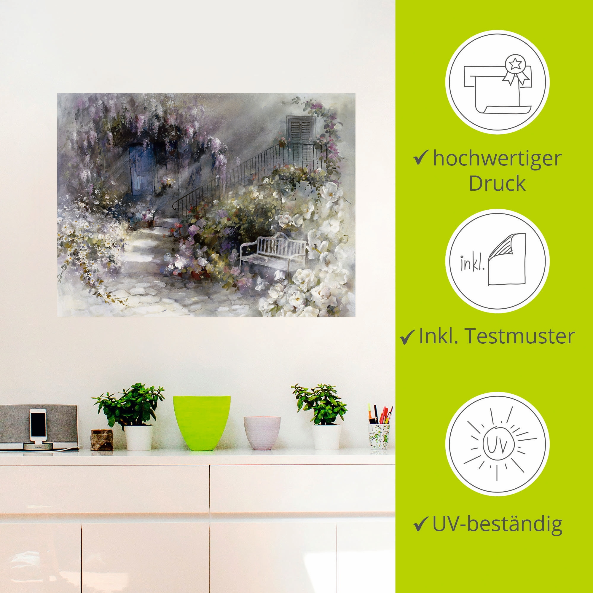 Artland Wandbild »Wortlos«, Garten, (1 St.), als Leinwandbild, Wandaufkleber in verschied. Größen