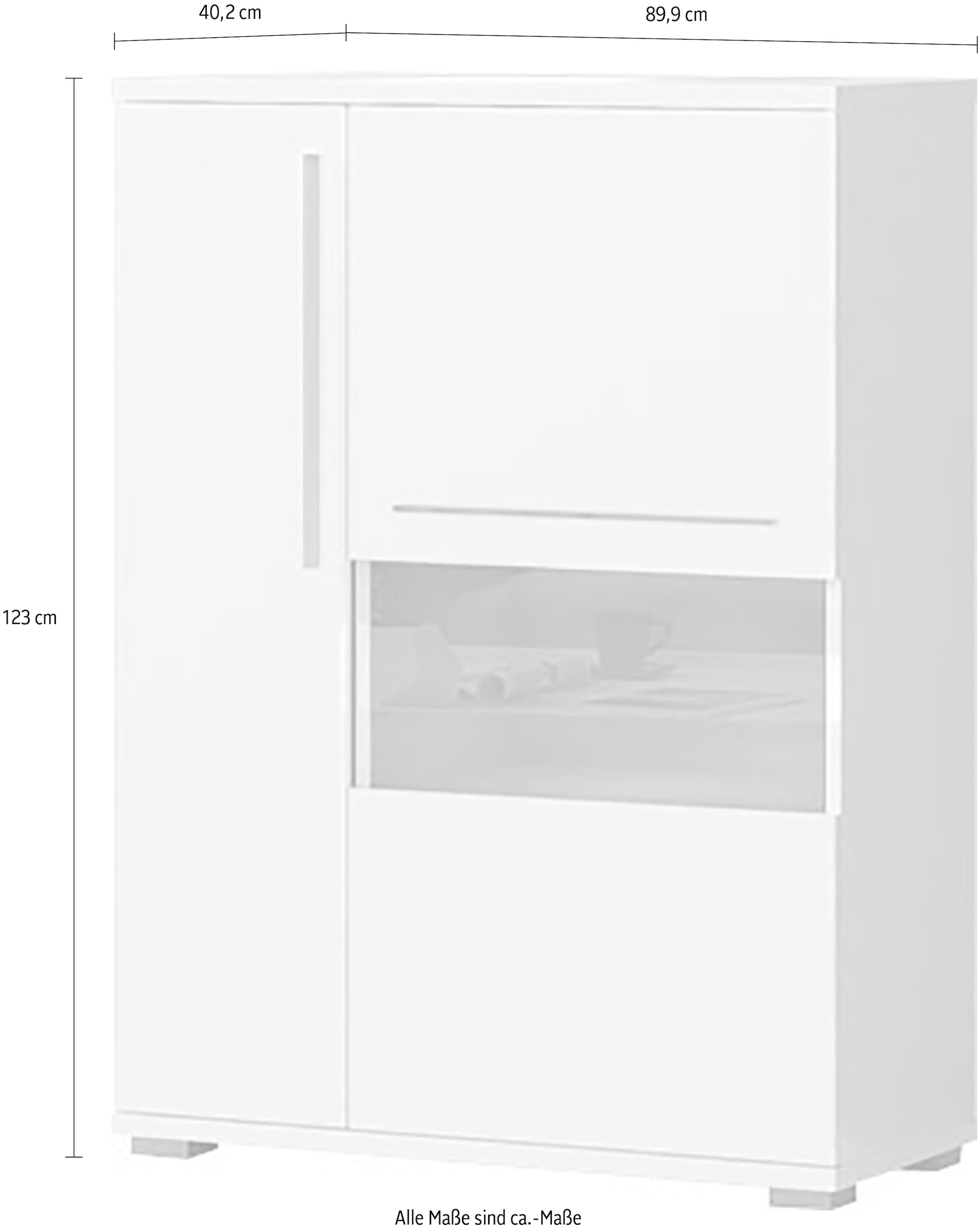 Places of Style Vitrine »Piano«, UV lackiert, Soft-Close Funktion
