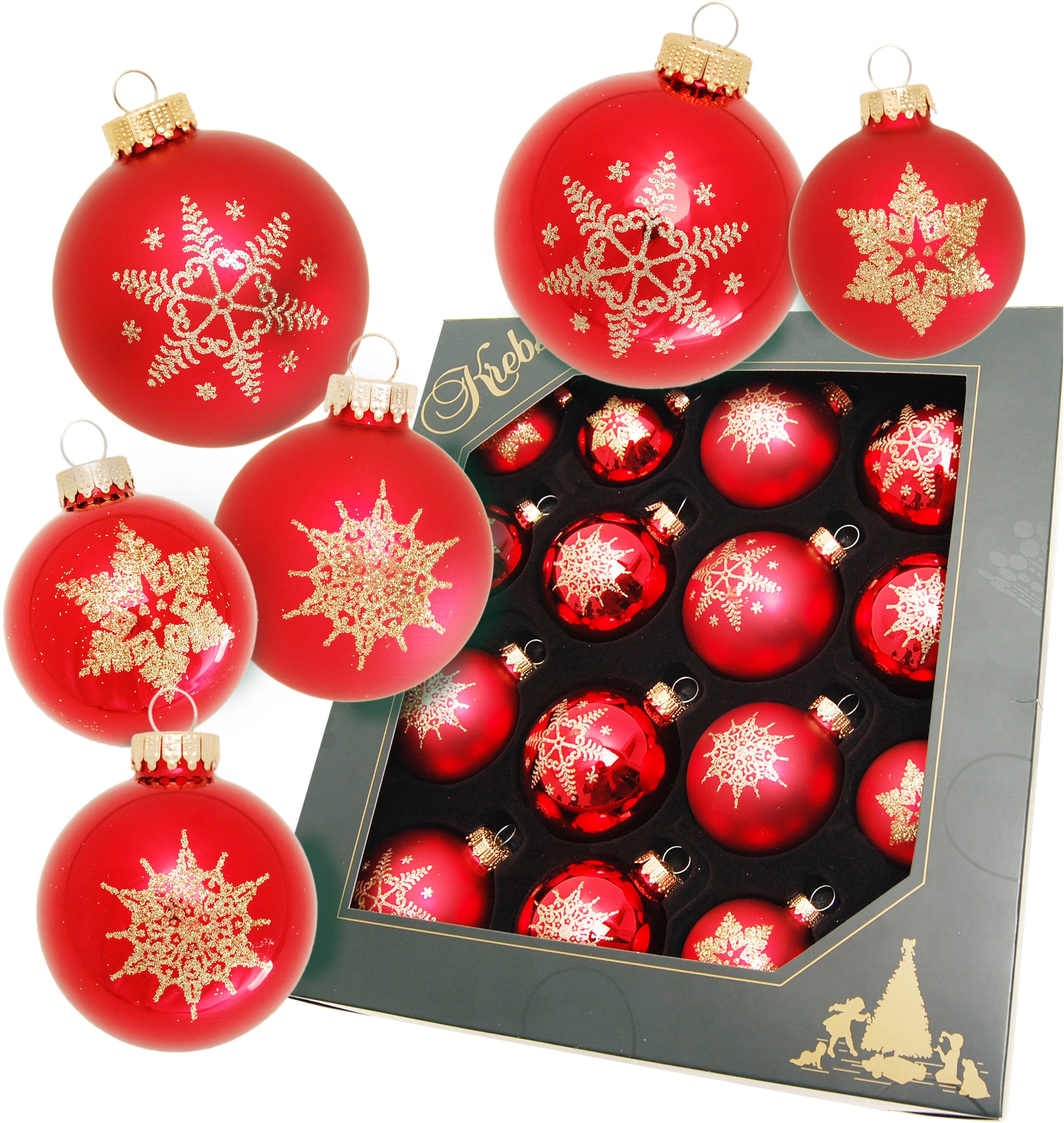 kaufen Glas Weihnachtsbaumkugel aus Krebs Glas Lauscha Christbaumkugeln bequem 16 online Christbaumschmuck, rot«, Weihnachtsdeko, St.), »Schneeflocke (Set,