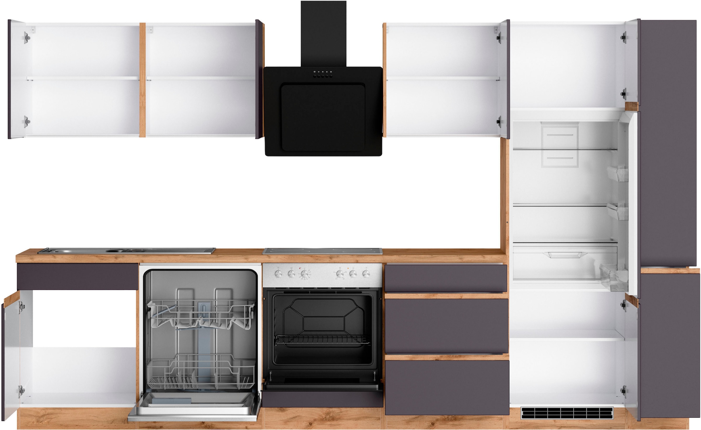 KOCHSTATION Küchenzeile »KS-Riesa« Stellbreite 330 cm, wahlweise mit oder ohne E-Geräte