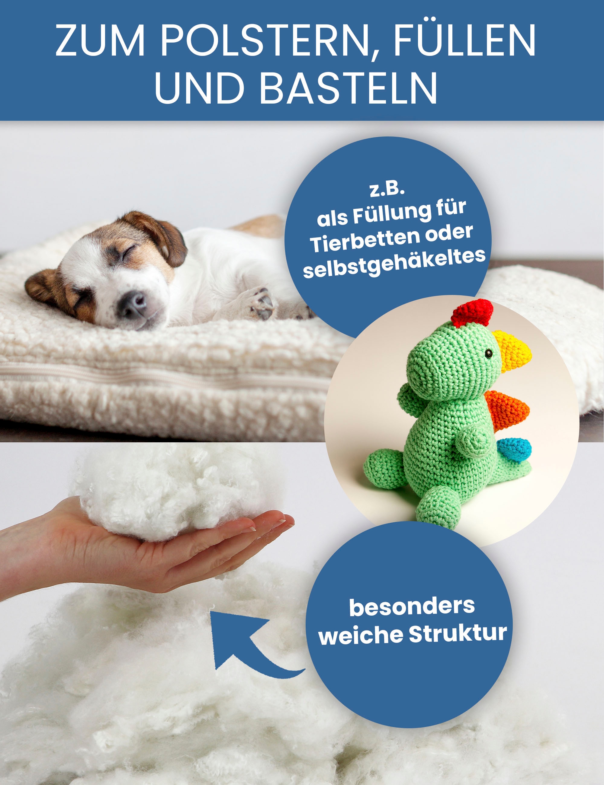 Primaflor-Ideen in Textil Kissenfüllung »Füllmaterial Kissenfüllung Polyesterholfasern«, Füllmaterial für Kissen, Möbel, Stofftiere & Puppen, waschbar