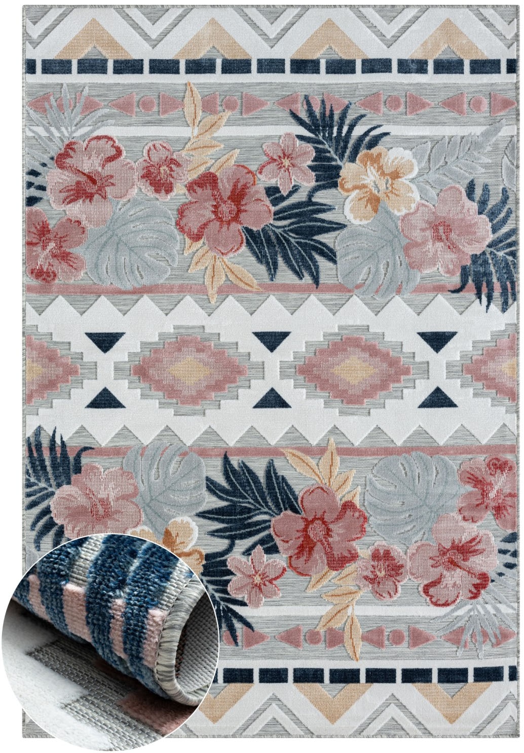 Myflair Möbel & Accessoires Teppich »Lotus, LAGERRÄUMUNG!« rechteckig 8 mm Höhe florales Design, Blumen Motiv, Outdoor geeignet, Balkon, Terrasse