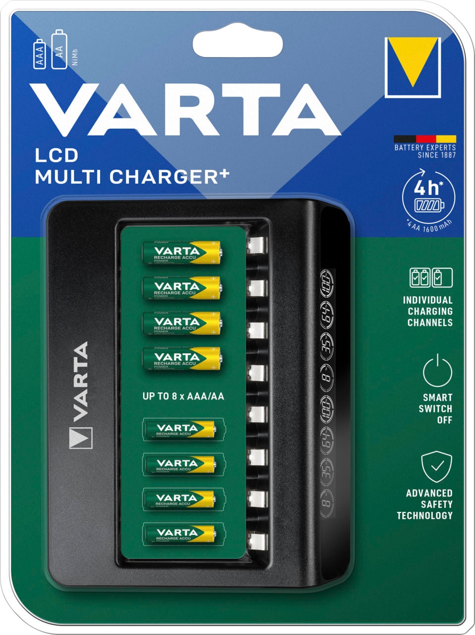 Akku-Ladestation »VARTA LCD Multi Charger+ für 8 AA/AAA Akkus mit Einzelschachtladun«