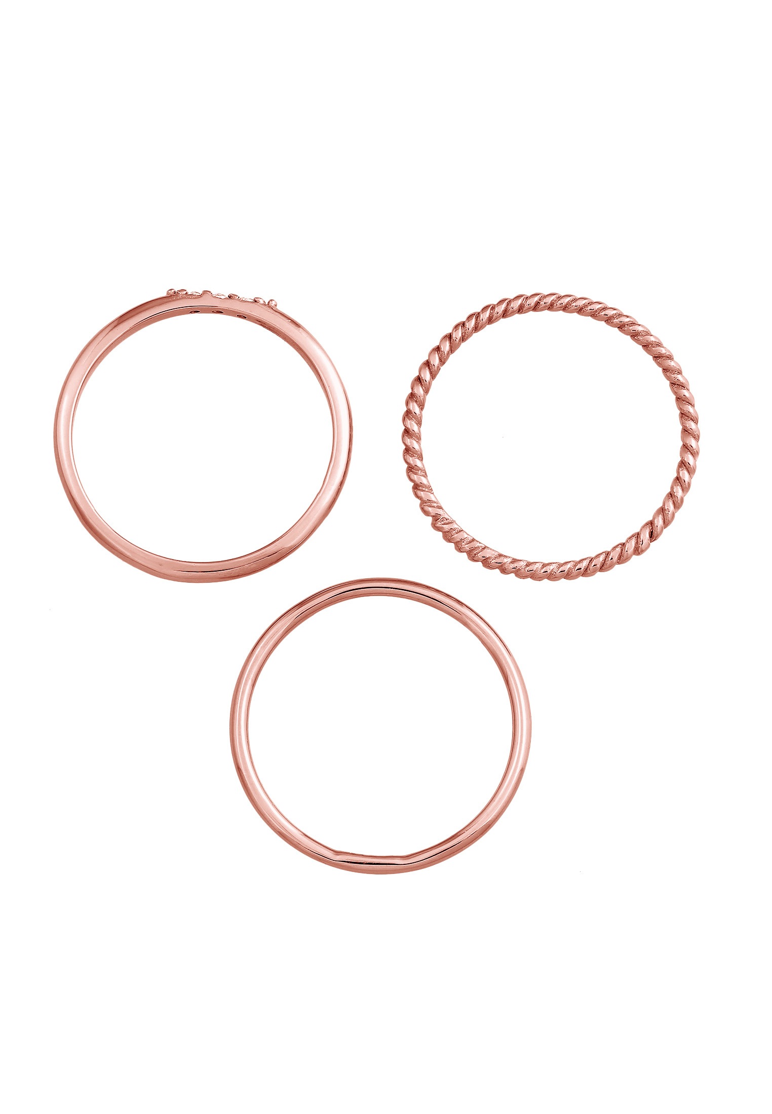 Elli Ring-Set »Ring Zirkonia Kordel Basic Stapel (3 tlg.) 925 Silber«